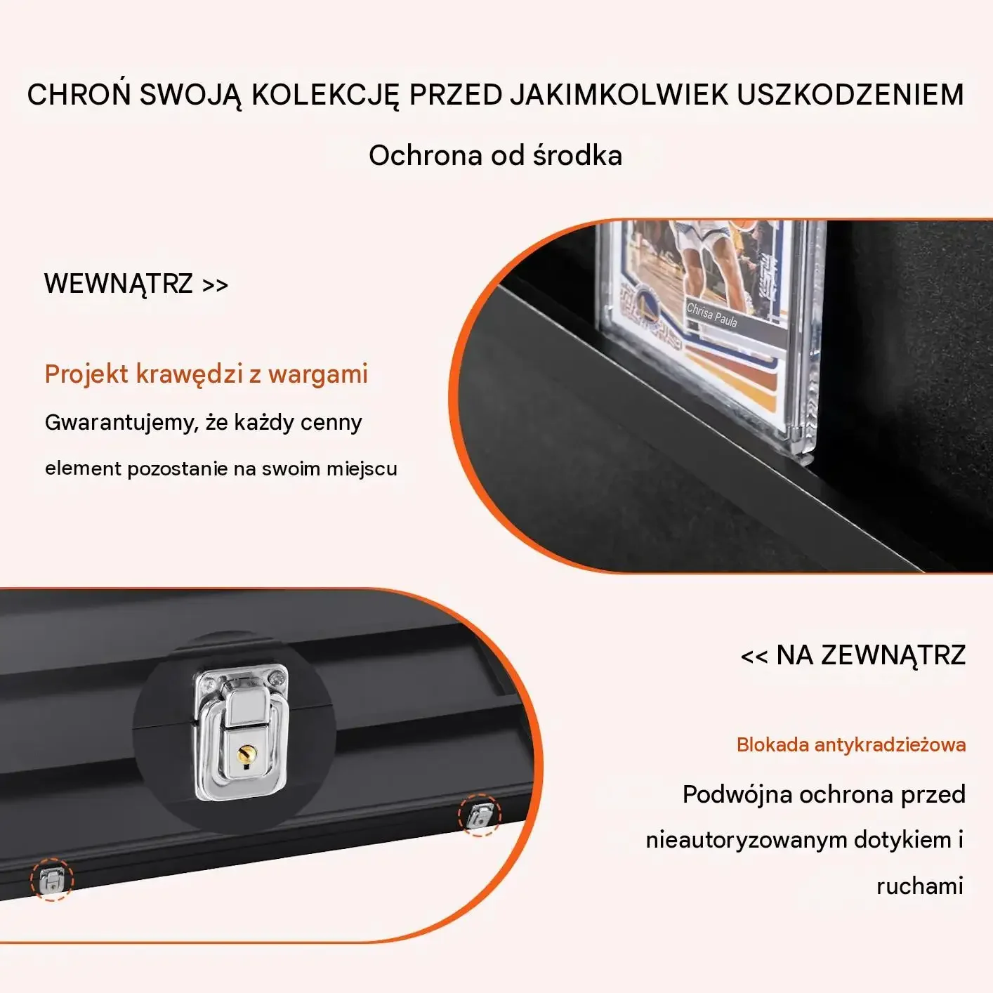 Gablota kart sportowych czarna premium 36 kart szkło PC UV 98% zamykana mat - obrazek 5