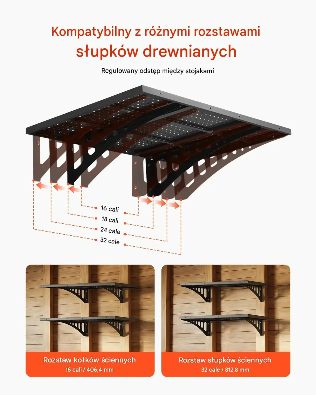 Półki garażowe ścienne 2 sztuki stalowe mocne 127 kg 914 x 615 mm warsztaty - obrazek 3