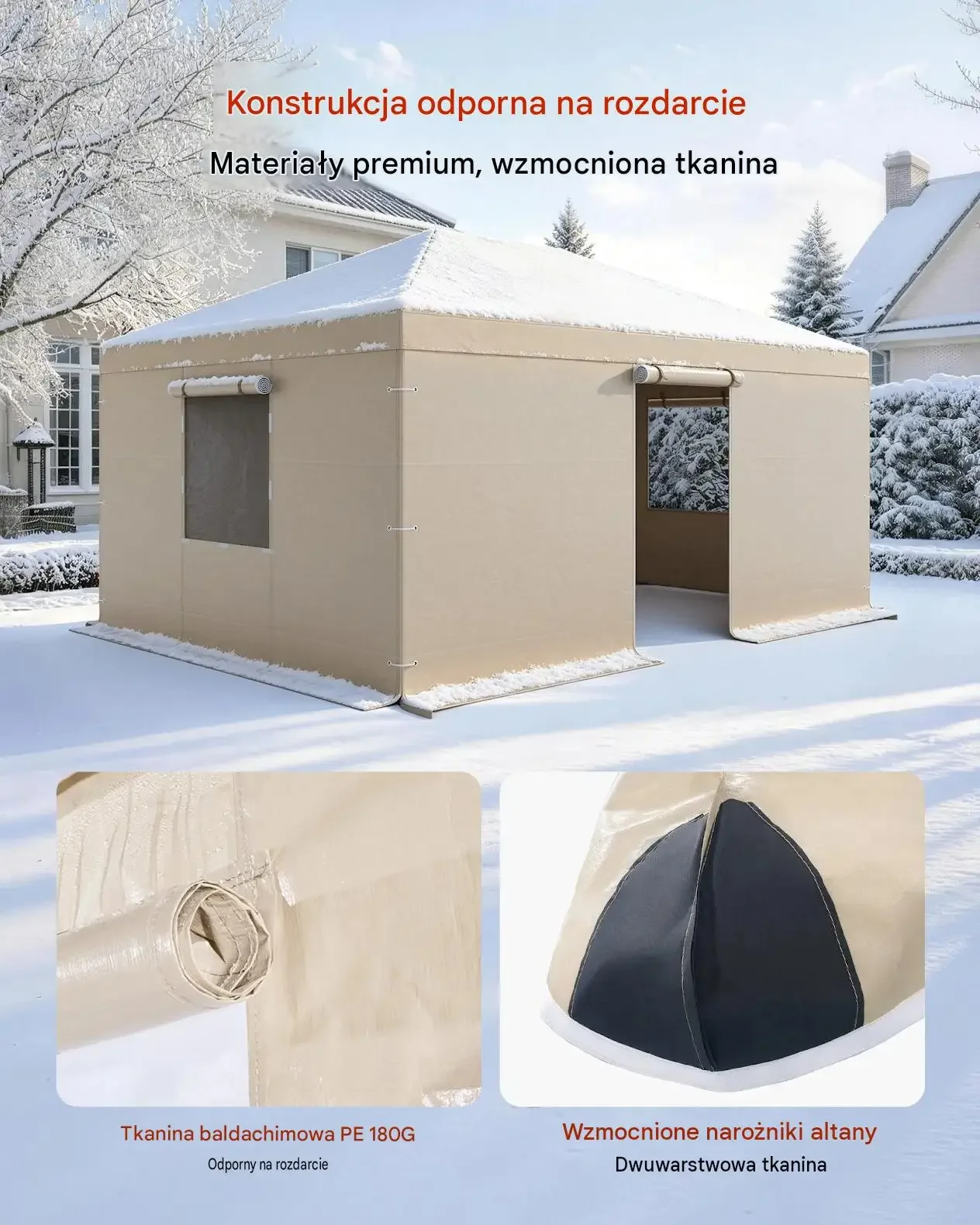 Wodoodporny pokrowiec altana ogrodowa pawilon okna 3.7 x 4.9 m PE mocny - obrazek 3