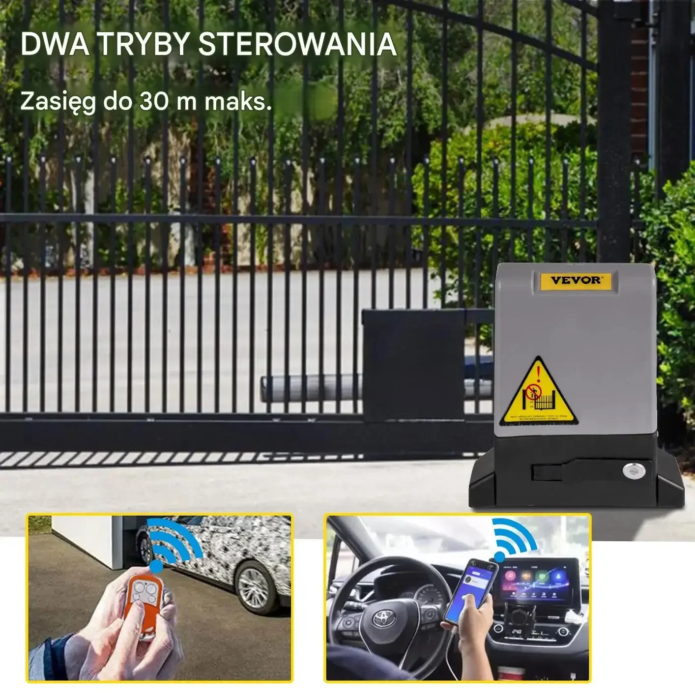 Napęd bramy przesuwnej 1800 kg 750 W premium 12 m piloty 30 m aplikacja ABS - obrazek 4