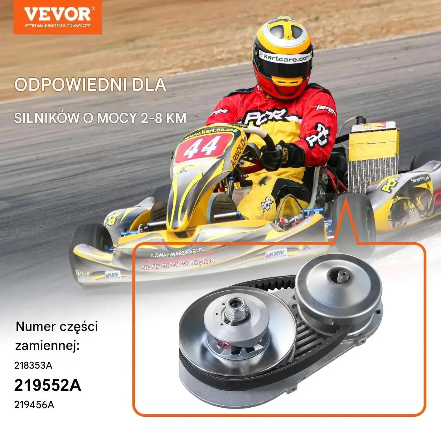 Sprzęgło napędowe gokart 2000 obr./min 3/4 cala mocna 2-8 KM pas 10T moment - obrazek 2