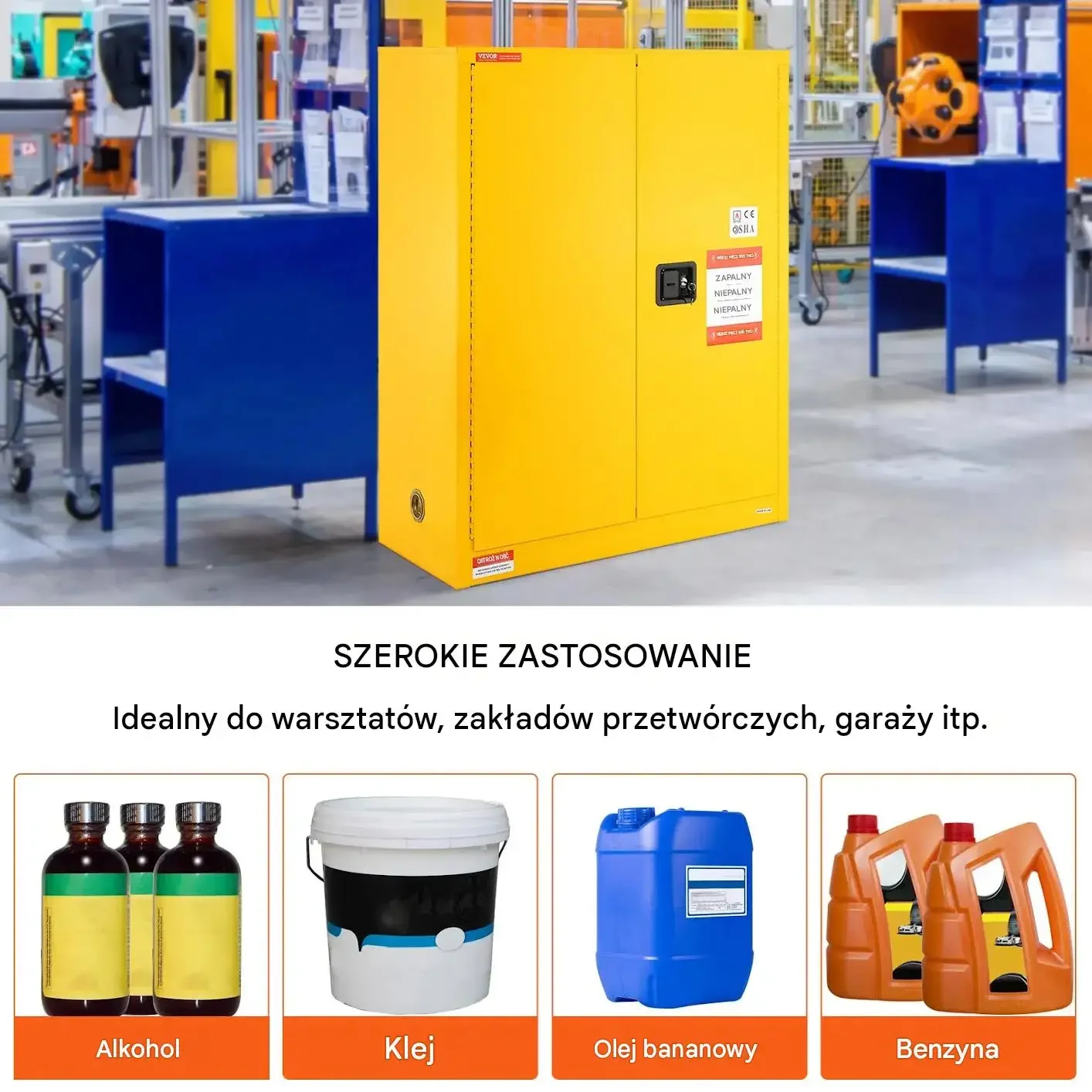 Szafka bezpieczeństwa łatwopalna 30 galonów żółta mocna stal walcowana Q235 - obrazek 5