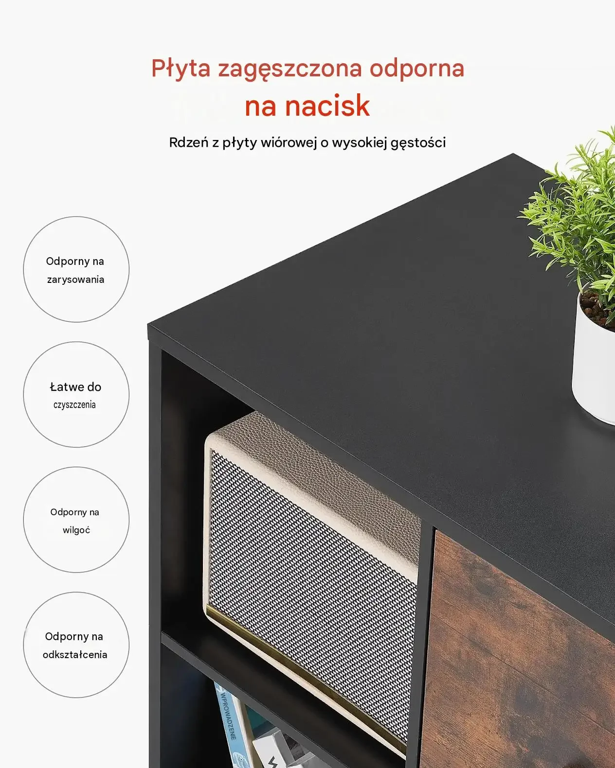 Szafka biurowa premium czarna 2 szuflady 4 półki regulowane mobilna A4 A3 - obrazek 5