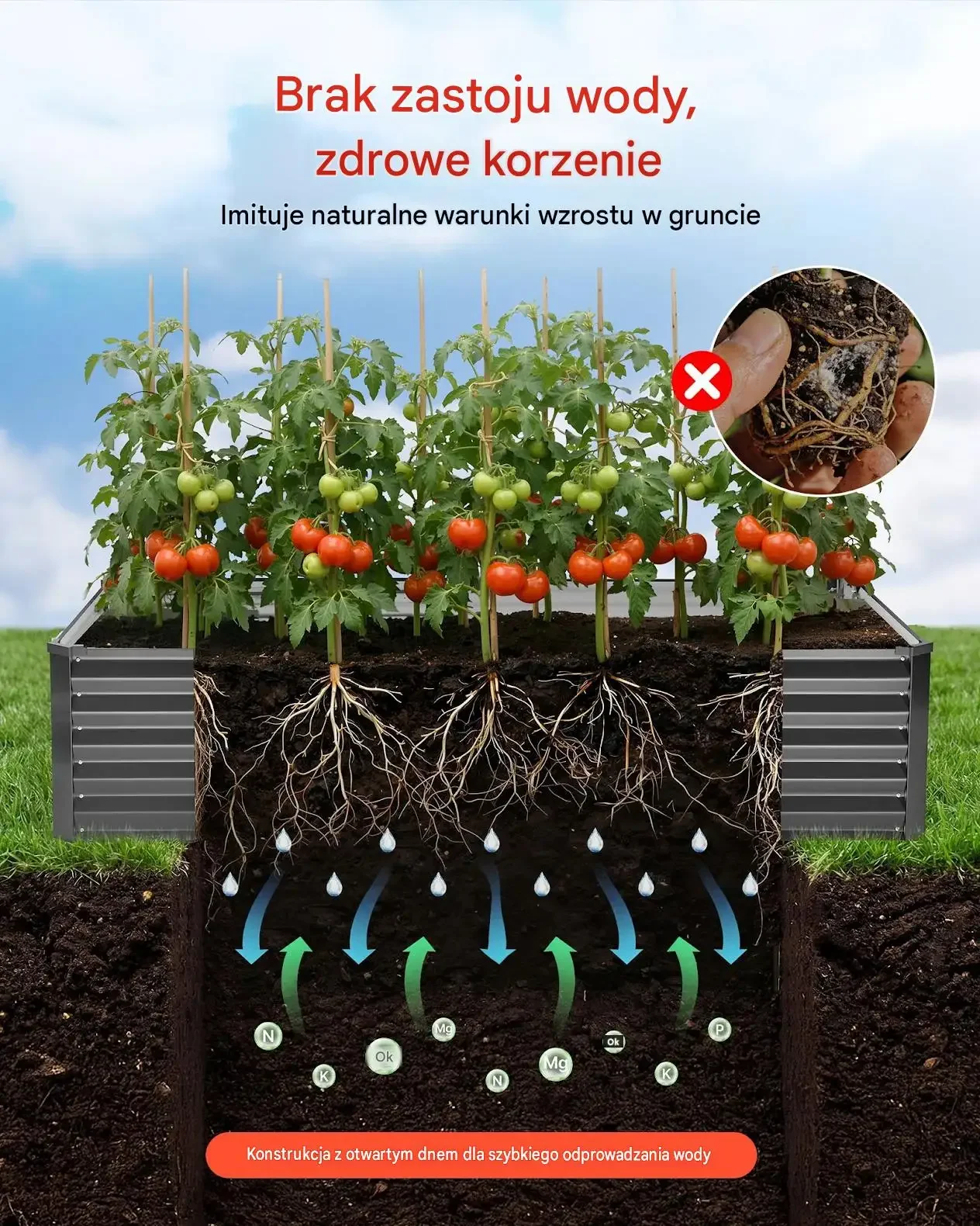 Podwyższona grządka ogrodowa metal szara 203 x 102 x 46 cm 2 sztuki zestaw - obrazek 4