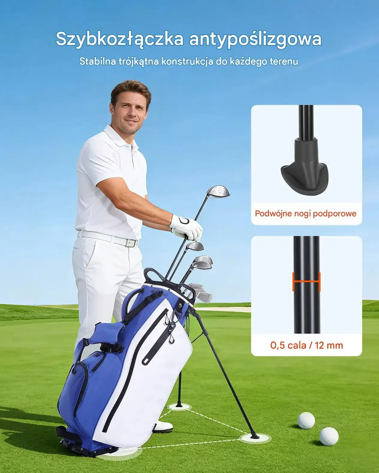 Torba golfowa stojąca organizer kijów 7 komór lekka premium stand bag - obrazek 4