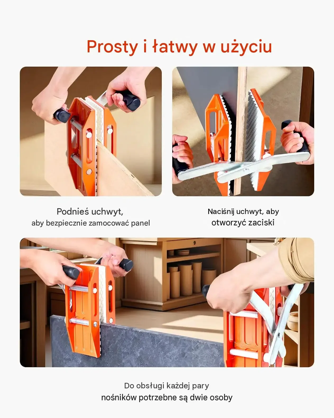 Chwytaki płyt dwuręczne mocne max 300 kg 2 sztuki stal aluminium 0–60 mm - obrazek 5