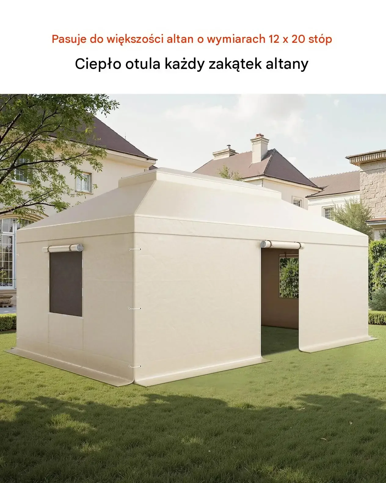 Wodoodporny pokrowiec altana ogrodowa pawilon okna 3.68 x 6.11 m PE mocny - obrazek 2