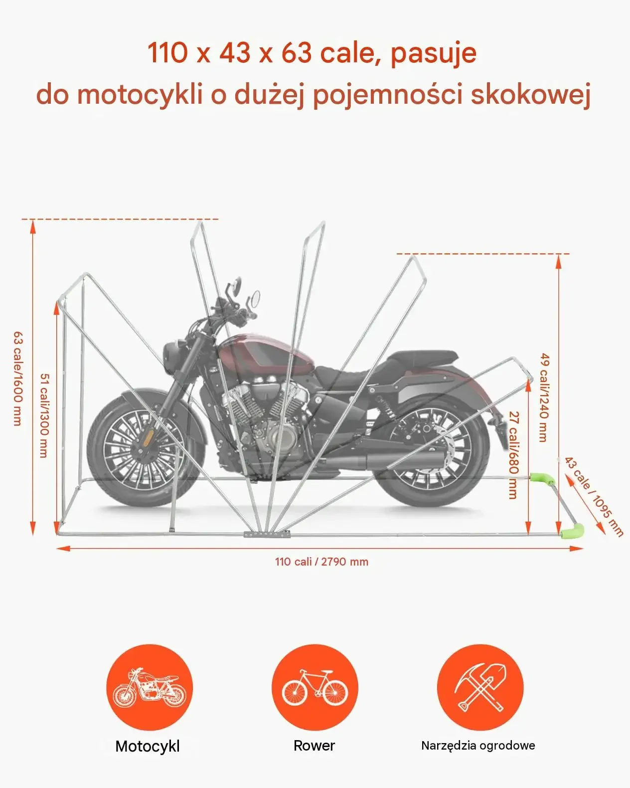 Wodoodporny garaż namiot motocyklowy wiata skuter 279x109 cm czarny kłódka - obrazek 2