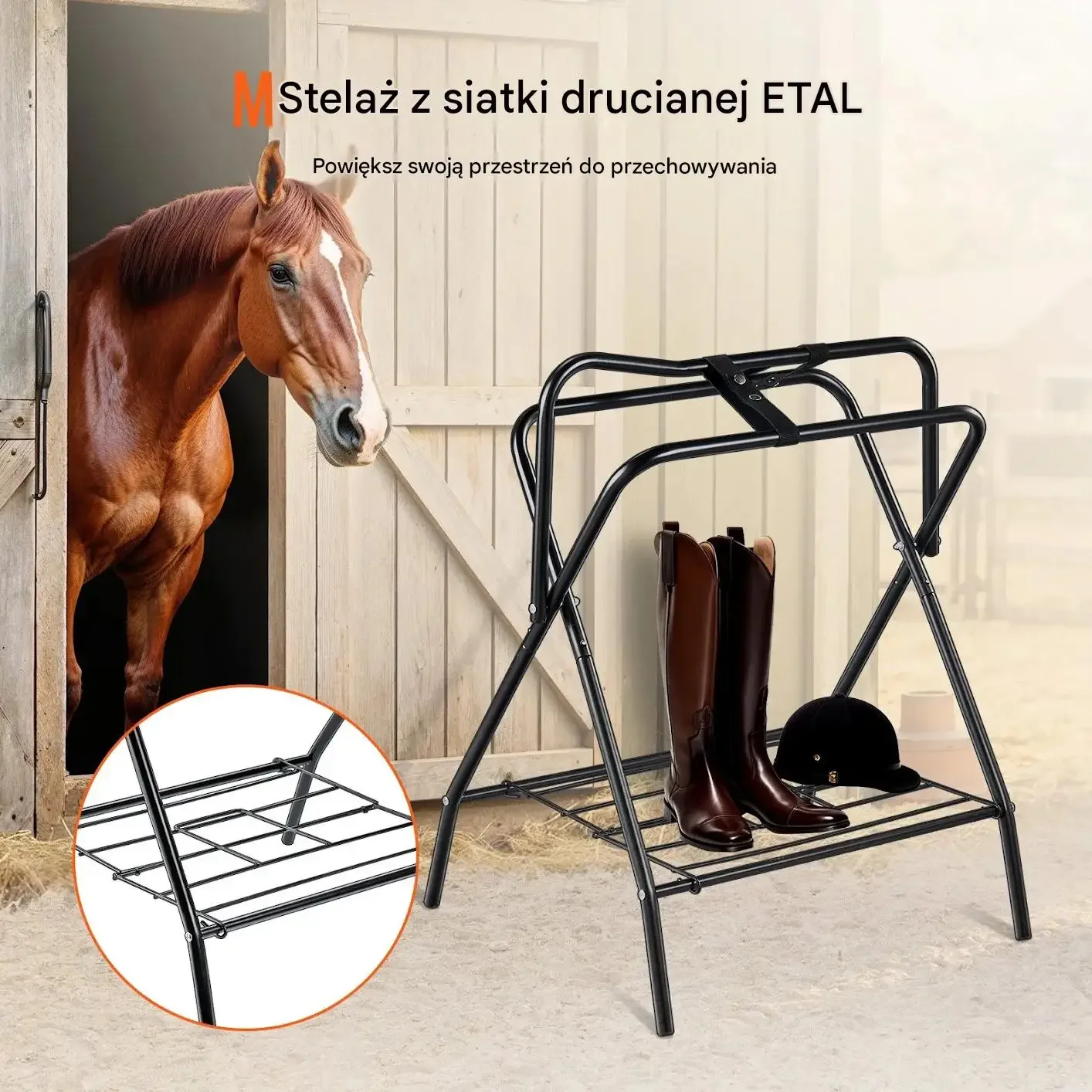 Stojak siodło składany koń czarny mocna stal węglowa 60 kg 2 szt zestaw - obrazek 6