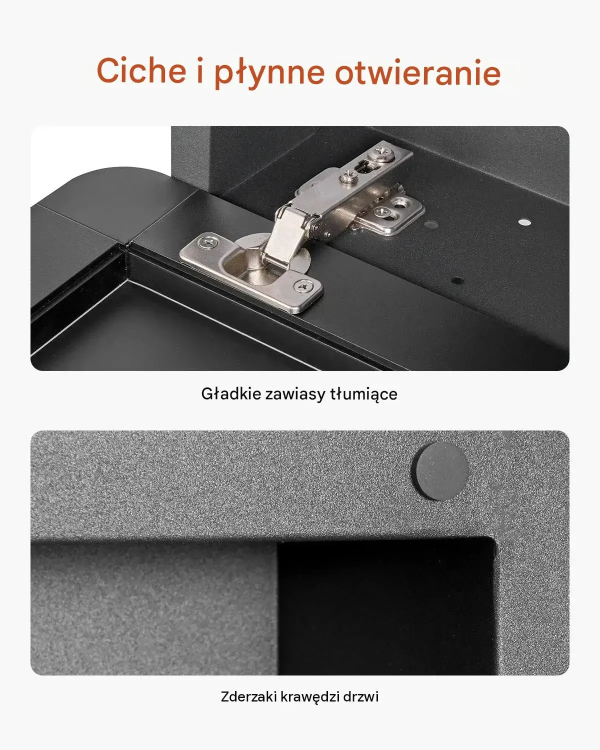 Szafka lekowa lustro czarna premium 406 x 128 x 610 mm szkło hartowane stal - obrazek 2