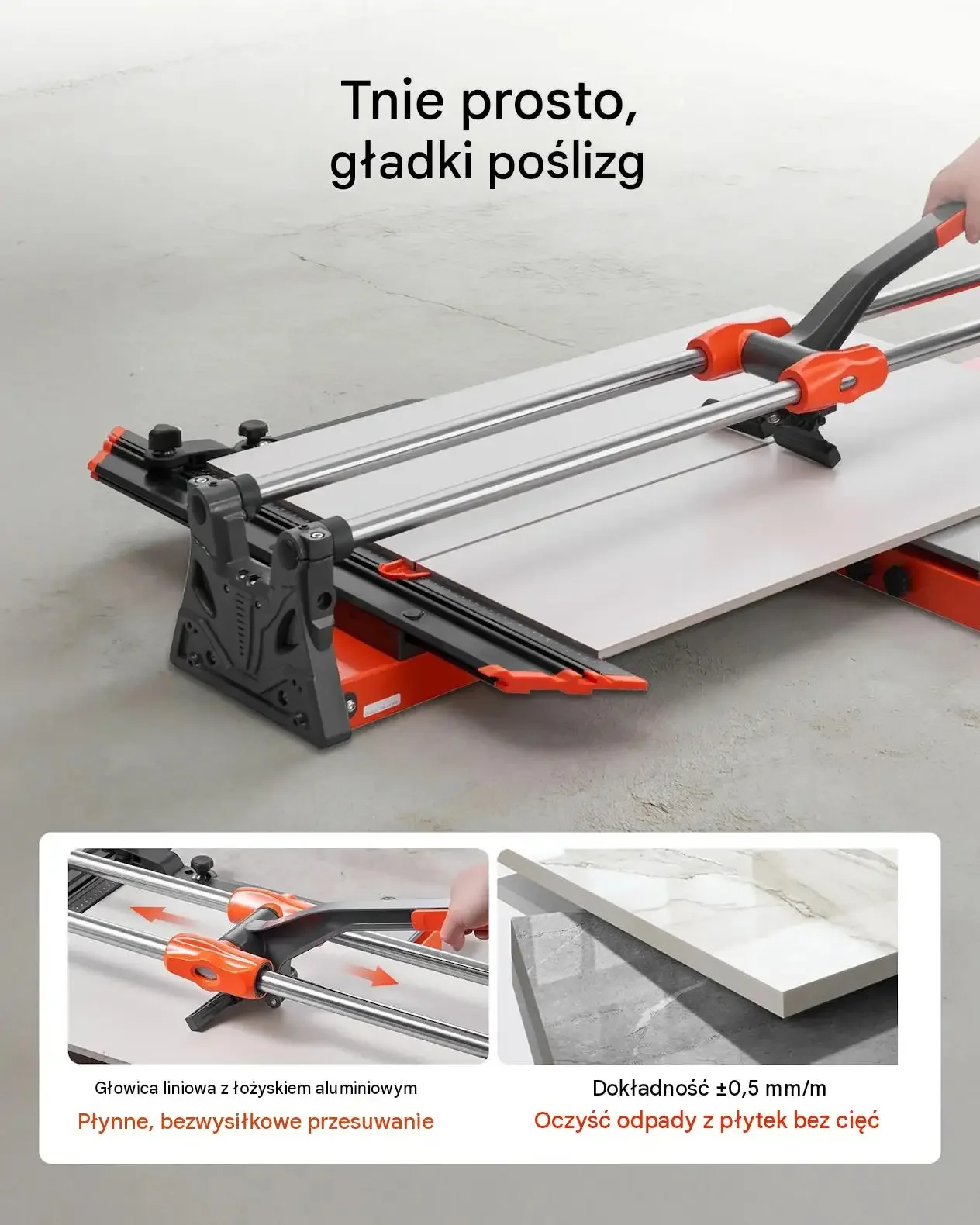 Przecinarka do glazury ręczna maszynka płytki gres 1000 mm 1 m łożyskowana - obrazek 2