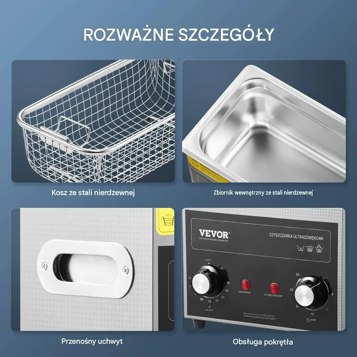 Myjka ultradźwiękowa premium 3 L 40 kHz 120 W stal nierdzewna 304 timer - obrazek 6