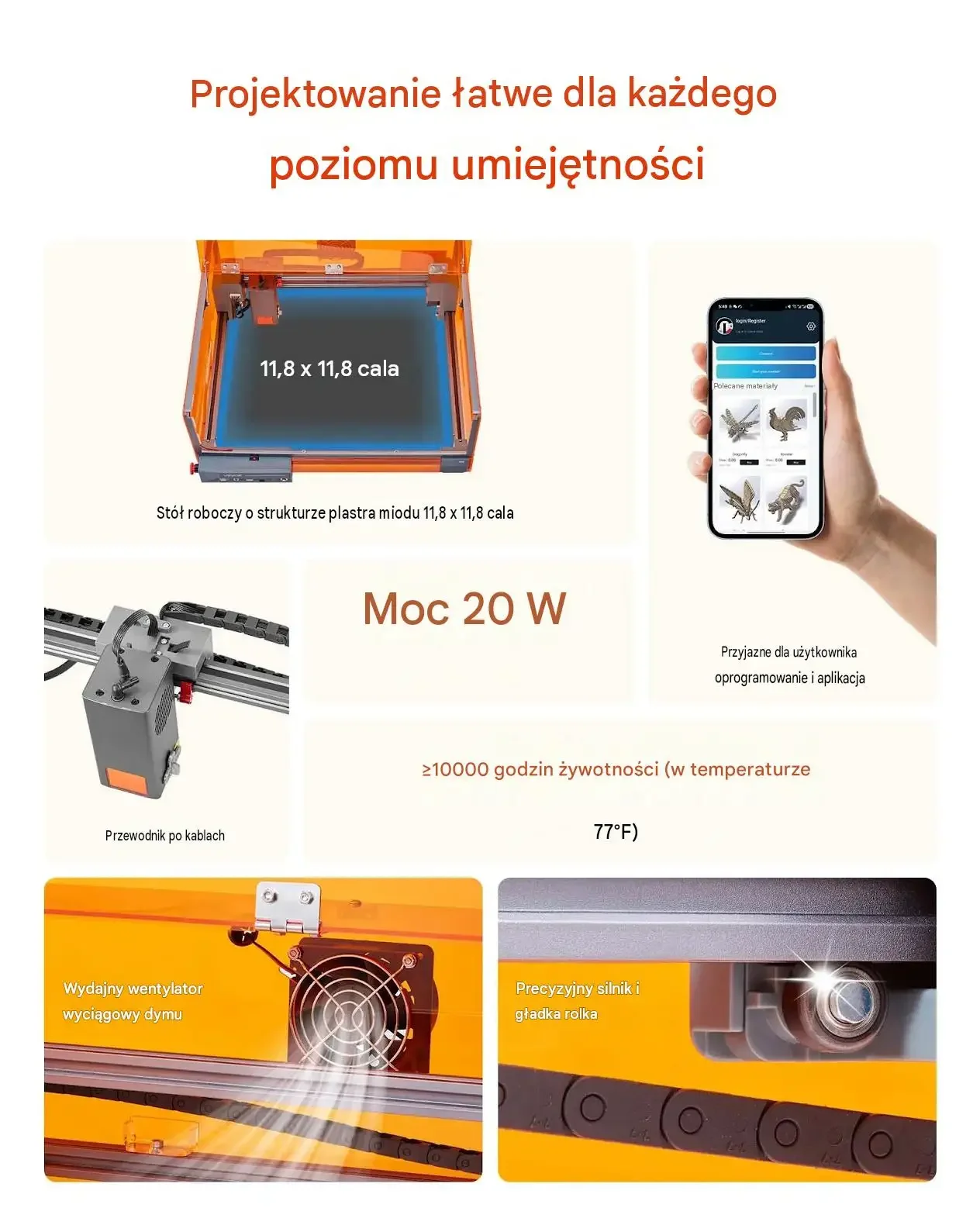 Grawerka laserowa ploter wycinarka drewno skóra 20 W 300 mm 300 mm premium - obrazek 3
