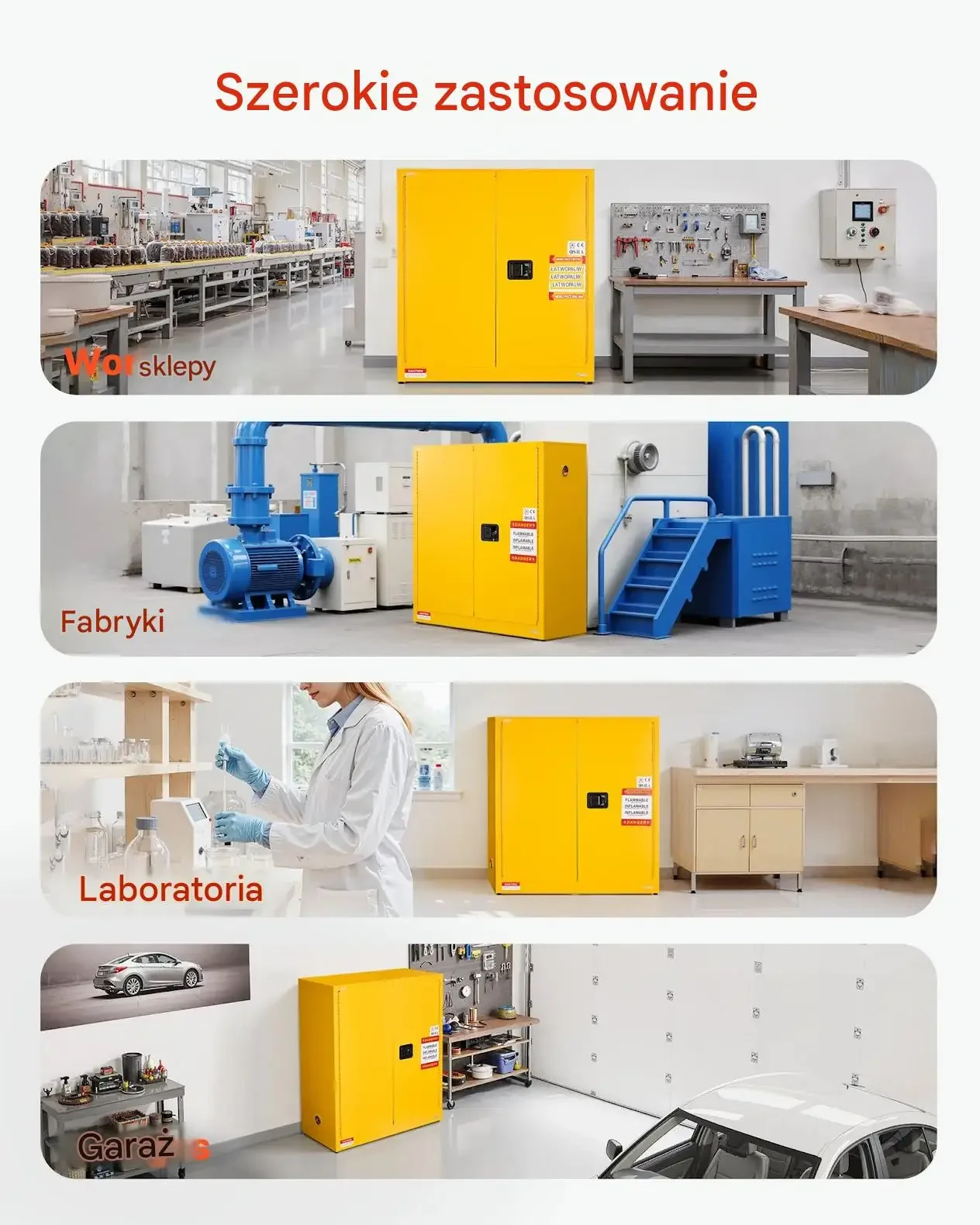 Szafka przeciwpożarowa żółta 110 l mocna stal Q235 półka regulowana gaśnica - obrazek 2