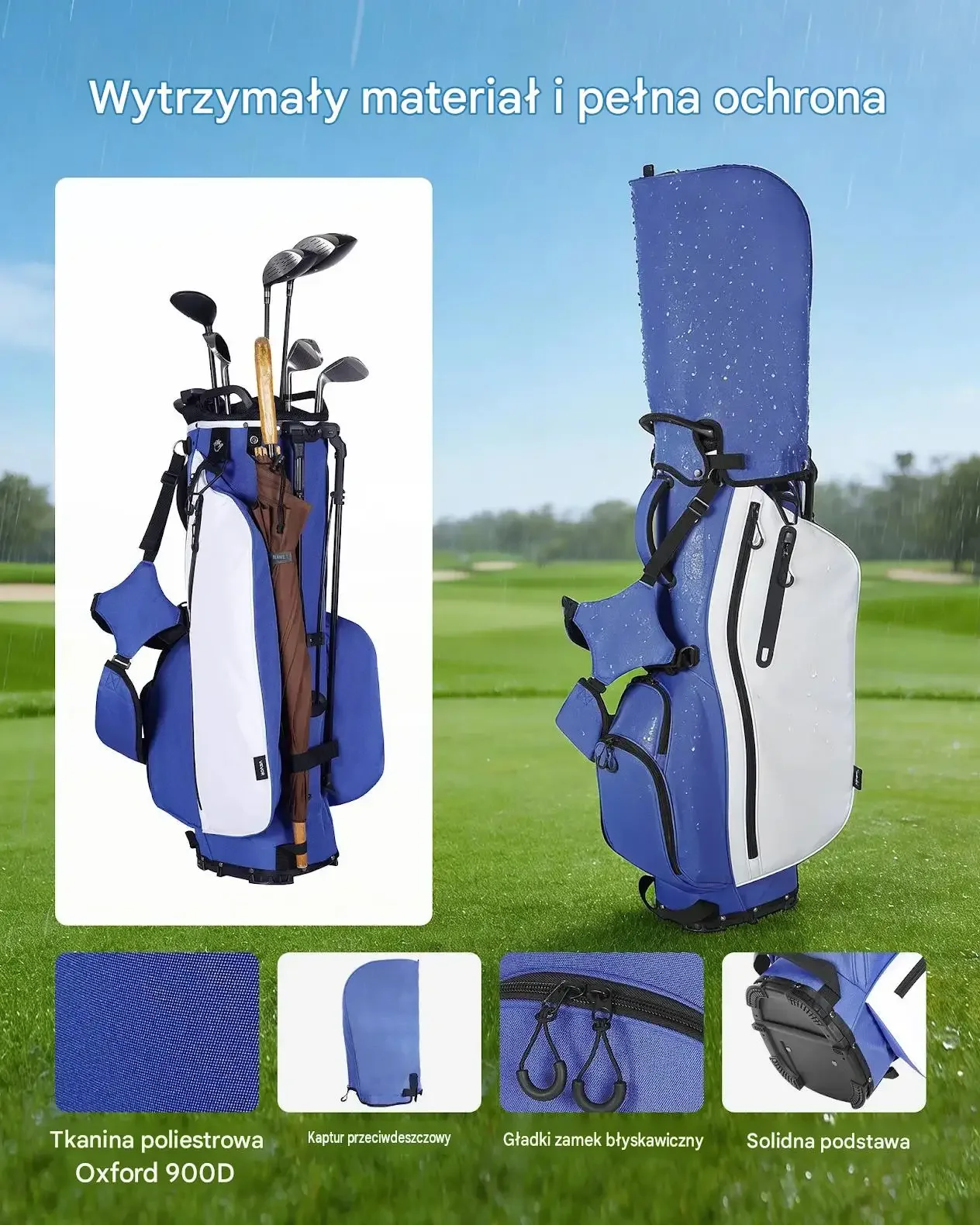 Torba golfowa stojąca organizer kijów 7 komór lekka premium stand bag - obrazek 5