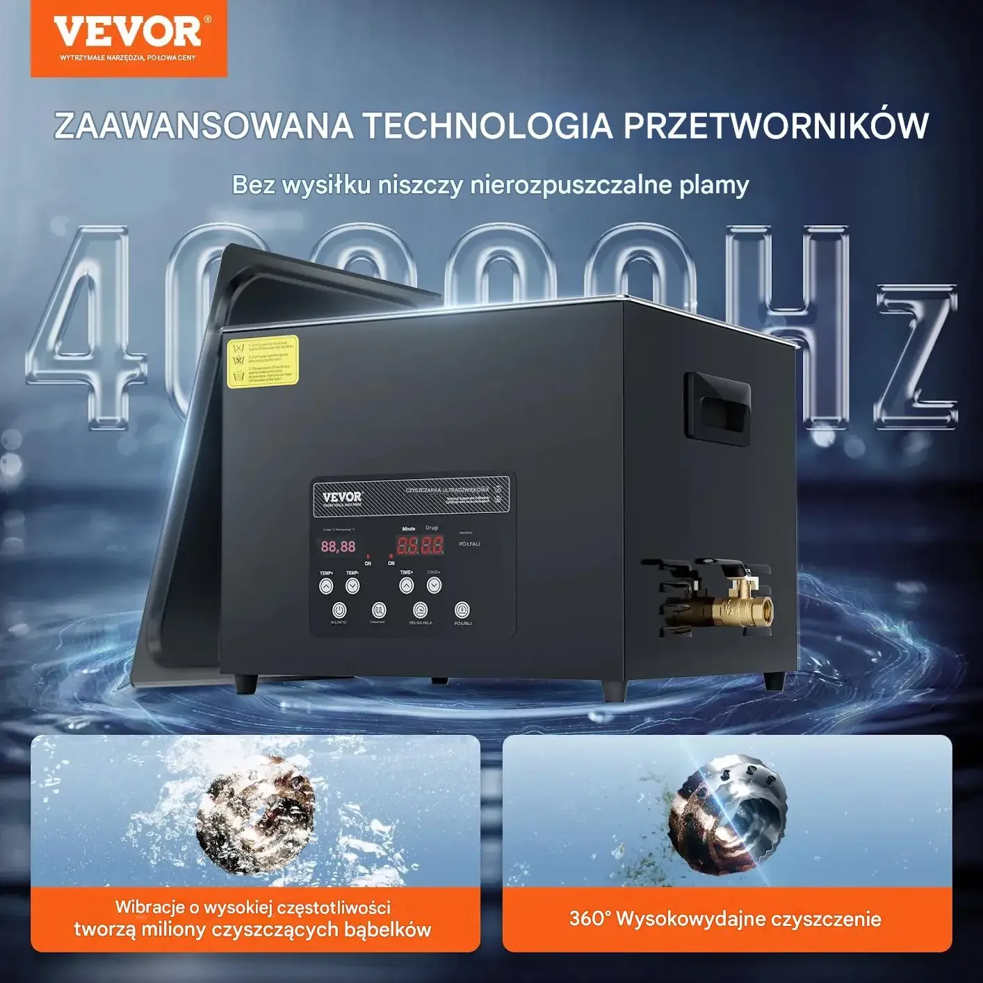 Myjka Ultradźwiękowa 15L 360W Podgrzewanie Timer Wanienka Ultradźwiękowa - obrazek 2