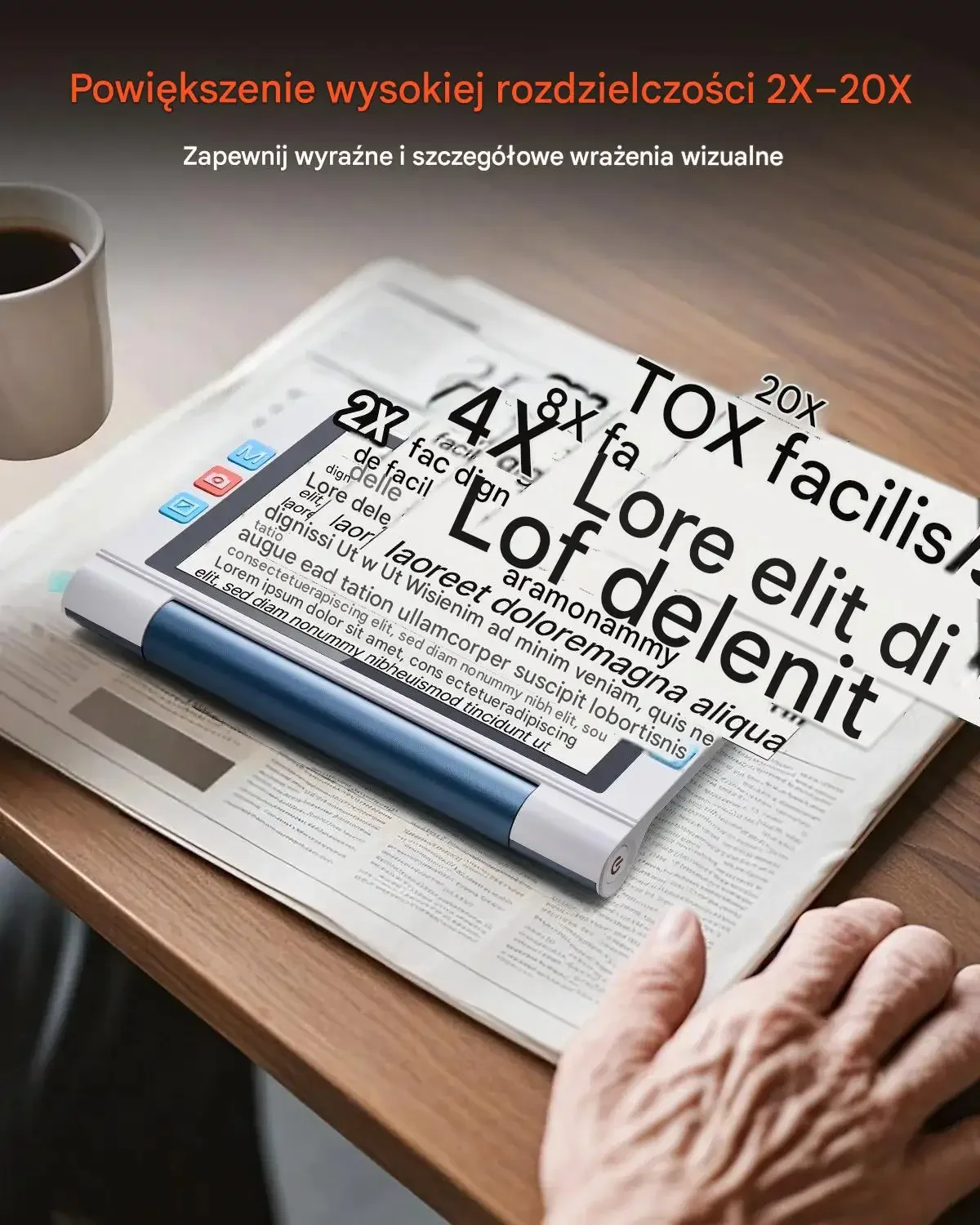 Lupa cyfrowa elektroniczna do czytania akumulatorowa czarna 8 cali 16 GB - obrazek 3