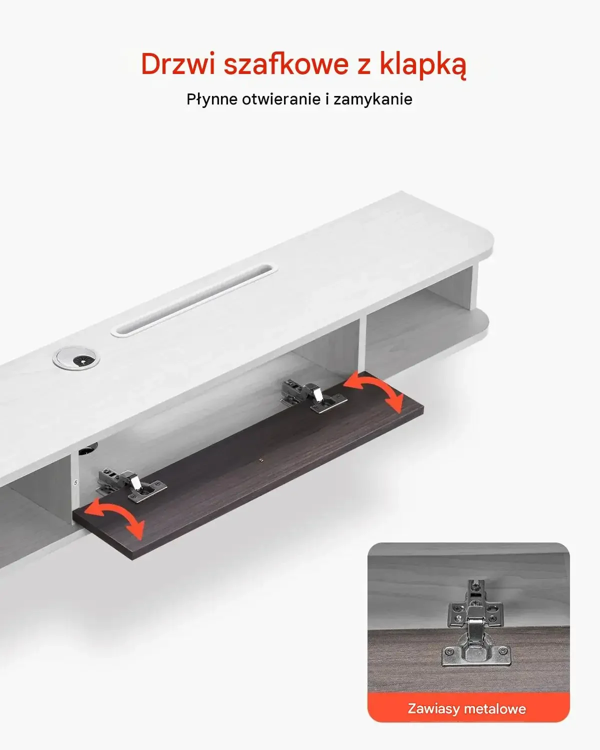 Szafka RTV wisząca biała 120 cm mocna ścienna 52 kg otwór kablowy router E1 - obrazek 6