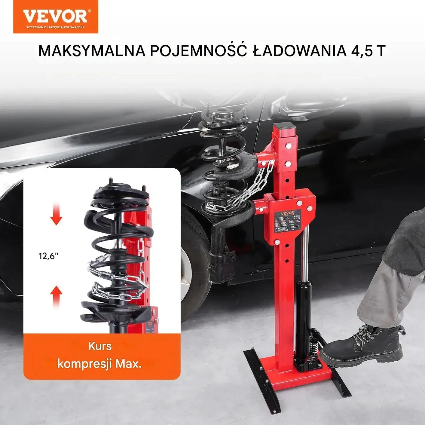 Ściągacz sprężyn amortyzatora hydrauliczny 4,5T warsztatowy - obrazek 5