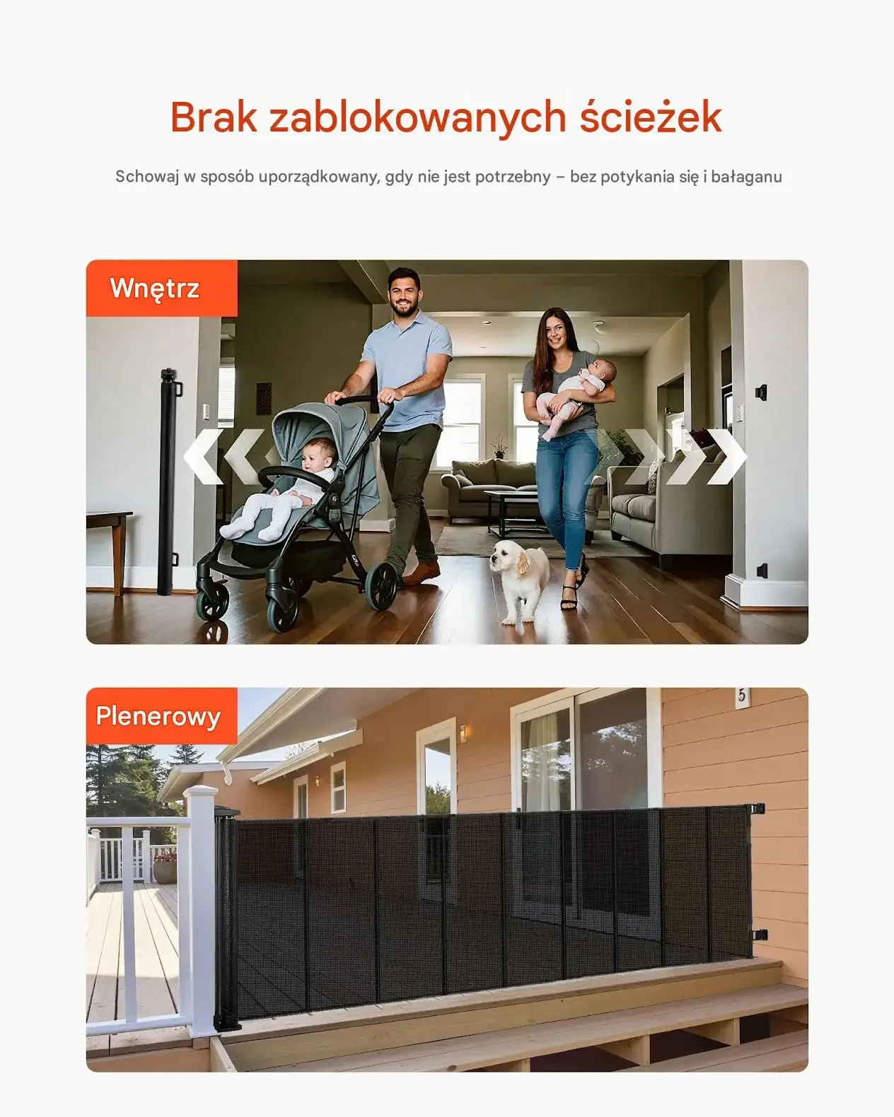 Barierka ochronna bramka roletowa pies drzwi 515 cm 99 cm czarna siatka - obrazek 5
