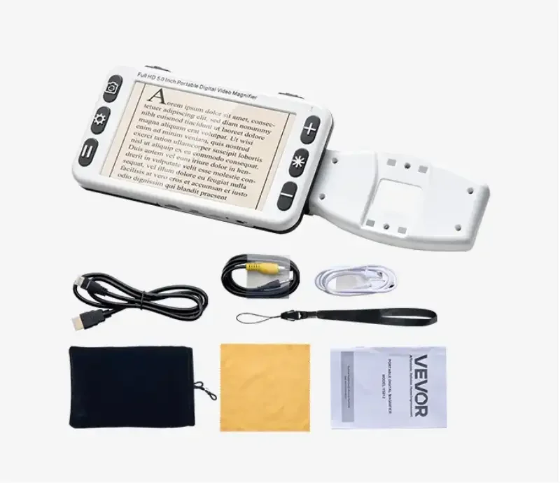 Lupa cyfrowa elektroniczna do czytania akumulatorowa czarna 5 cali 2 kamery - obrazek 2