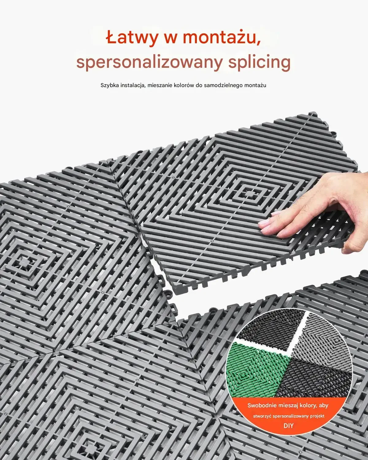 Mata drenażowa modułowa szara 31x31cm 40szt PP mocna antypoślizgowa garaż - obrazek 5