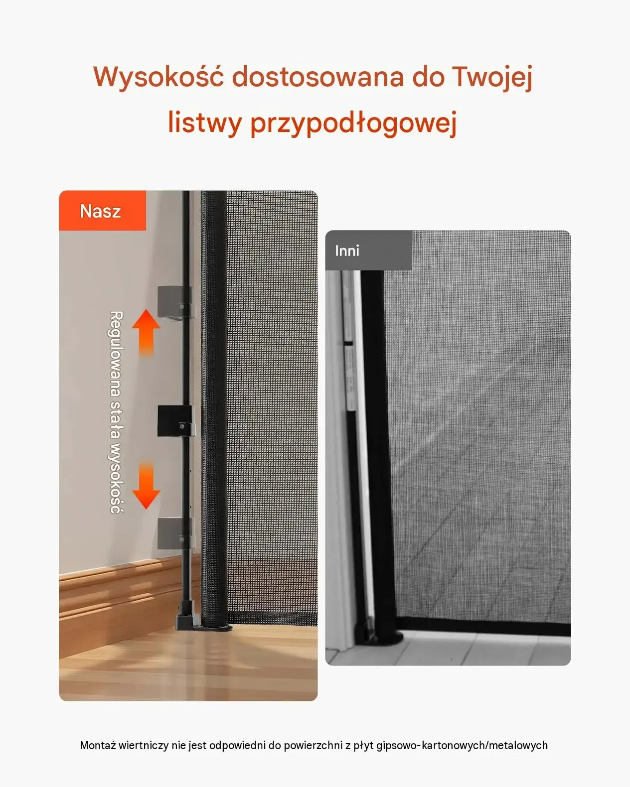 Barierka ochronna bramka roletowa pies drzwi 515 cm 99 cm czarna siatka - obrazek 2