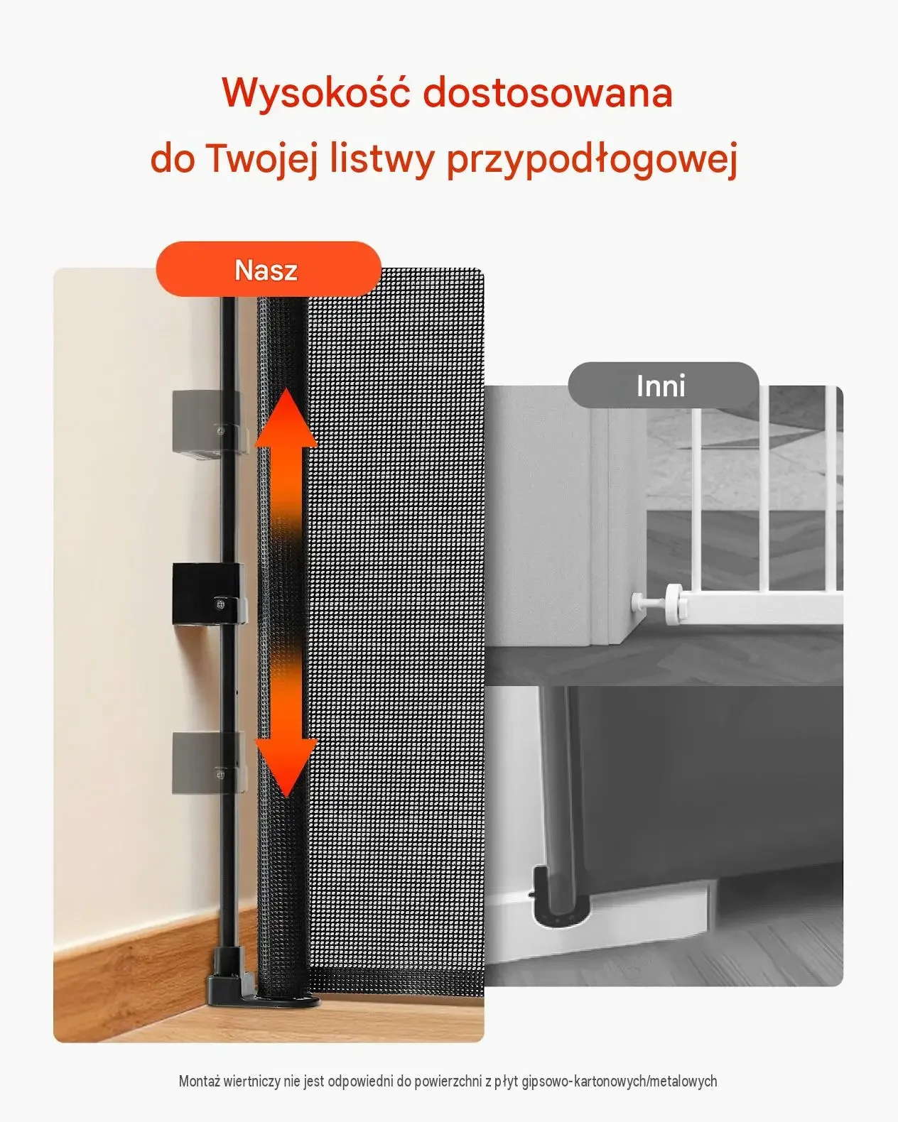 Barierka ochronna bramka dzieci psa schody zwijana 185 cm 98 cm czarna - obrazek 2