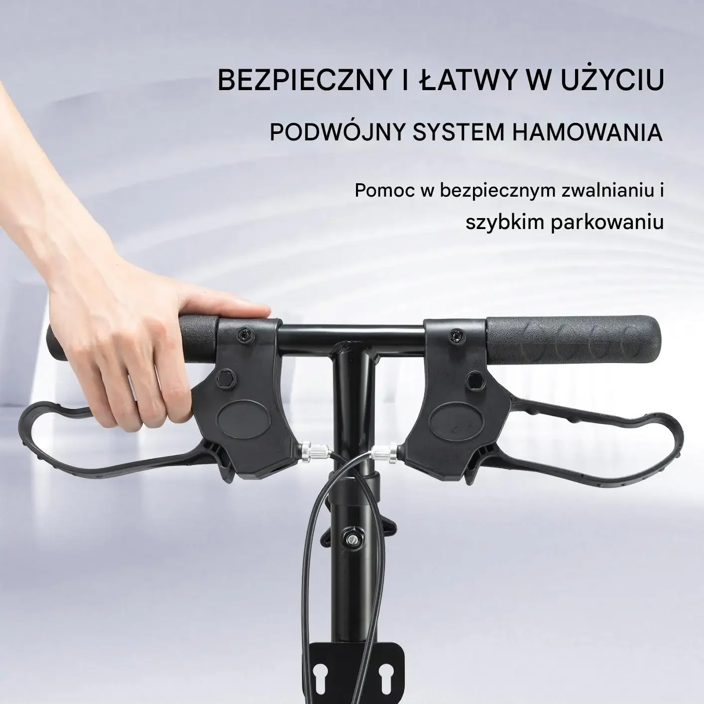 Skuter rehabilitacyjny kolanowy czarny 160kg 12 cal pneumatyczny mocna stal - obrazek 4