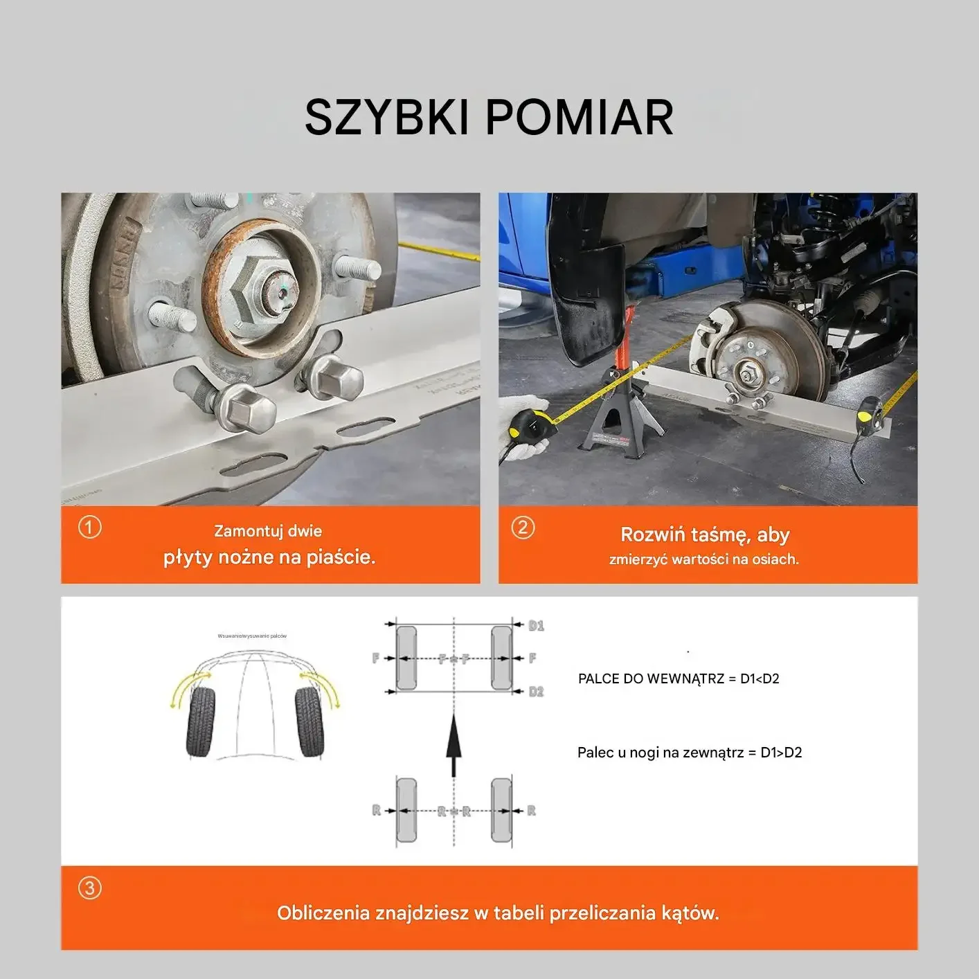 Przyrząd do zbieżności kół stalowy 2szt pomiar geometrii precyzyjny zestaw - obrazek 6