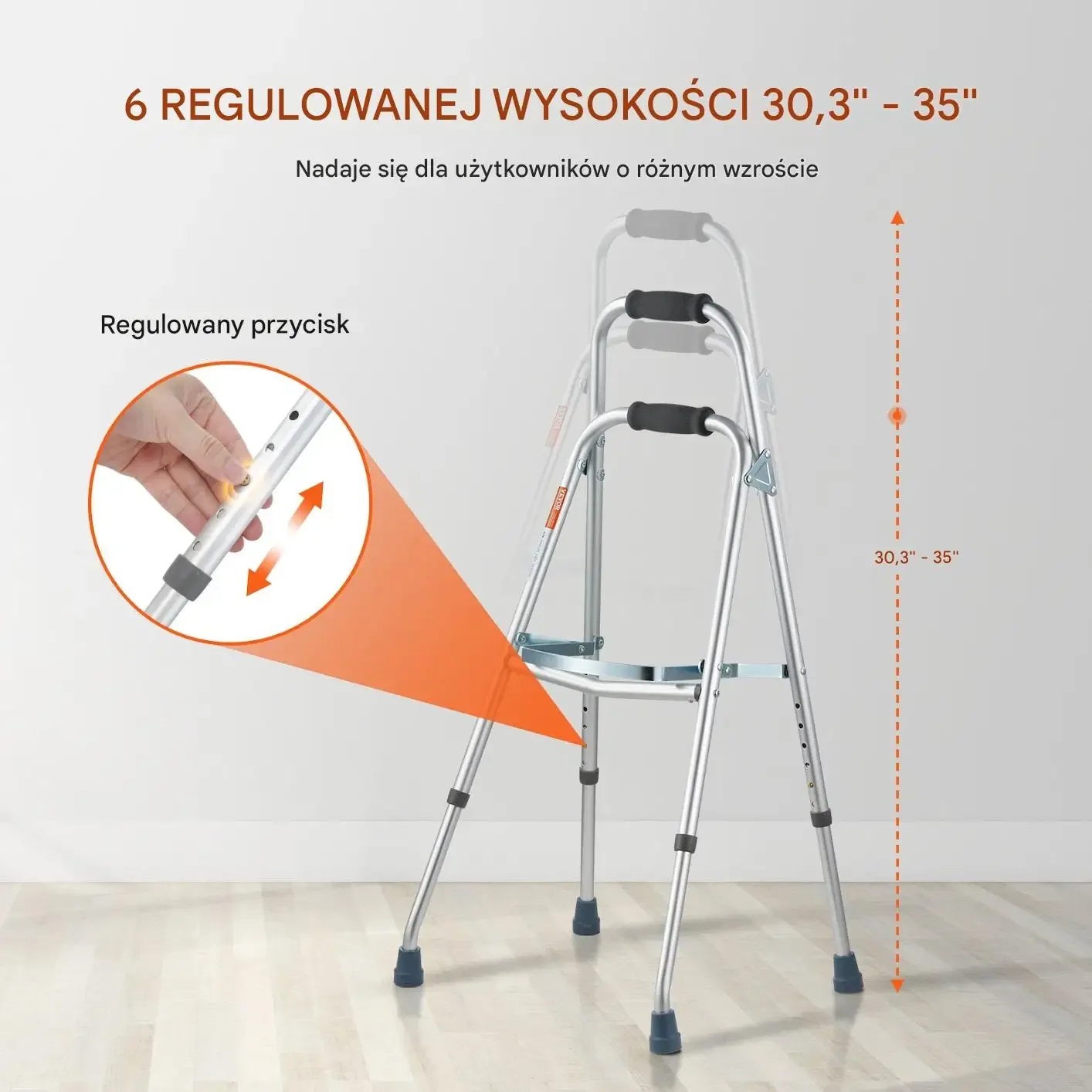 Składany Balkonik Rehabilitacyjny Jednoręczny – Regulowana Wysokość - obrazek 2