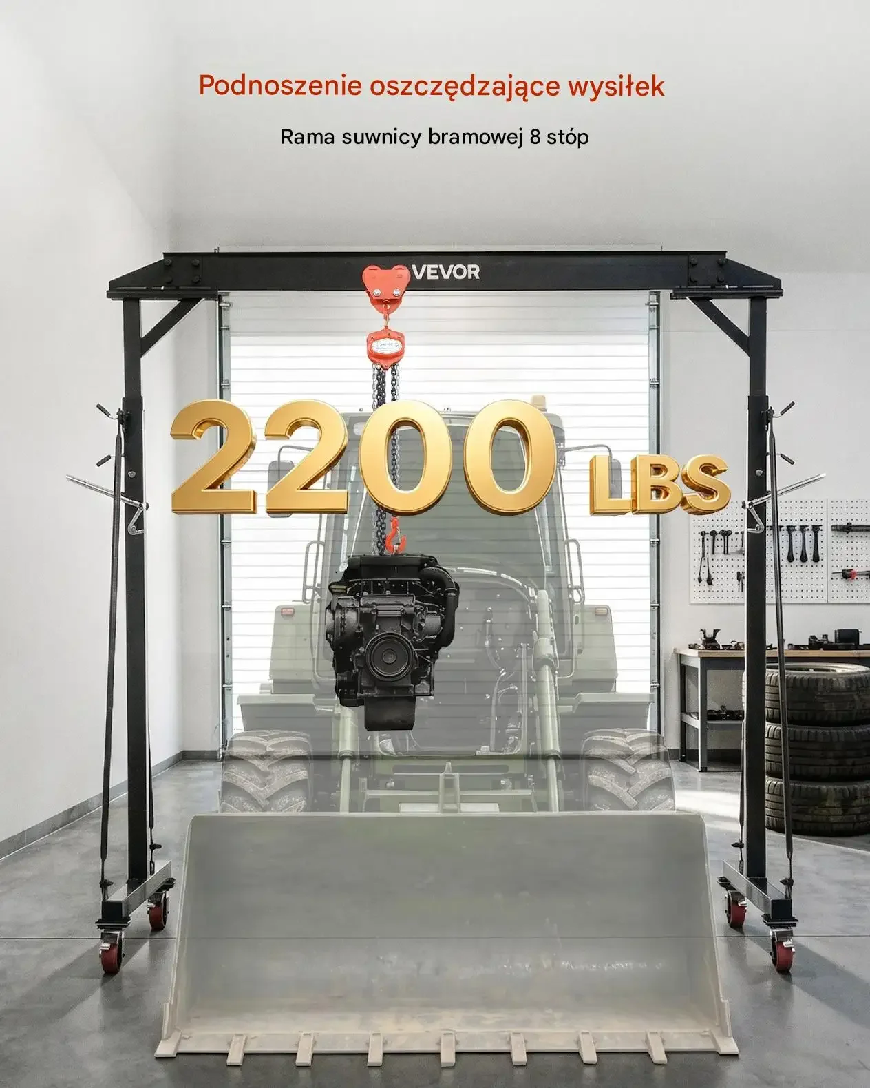 Suwnica bramowa warsztat bramka mocna regulowana 1000 kg 3.6 m koła - obrazek 2