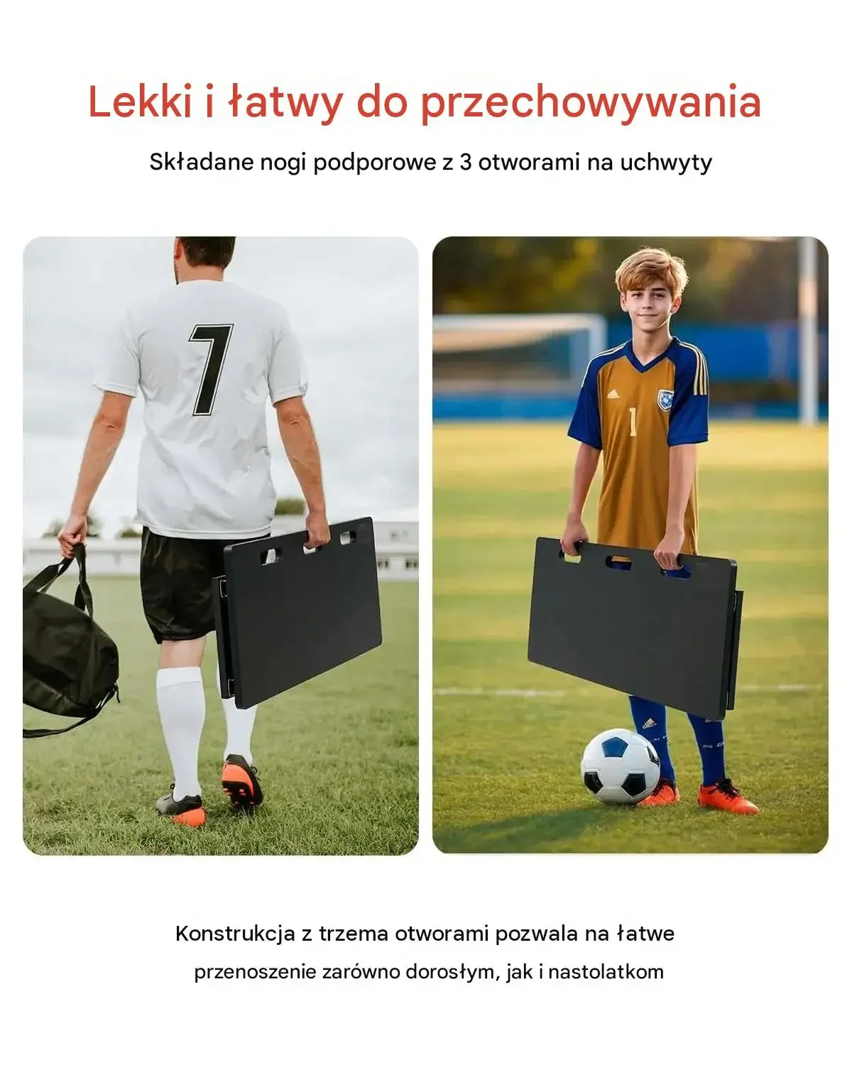Rebounder piłkarski ścianka odbijak trenażer 100x40cm HDPE składany czarny - obrazek 4
