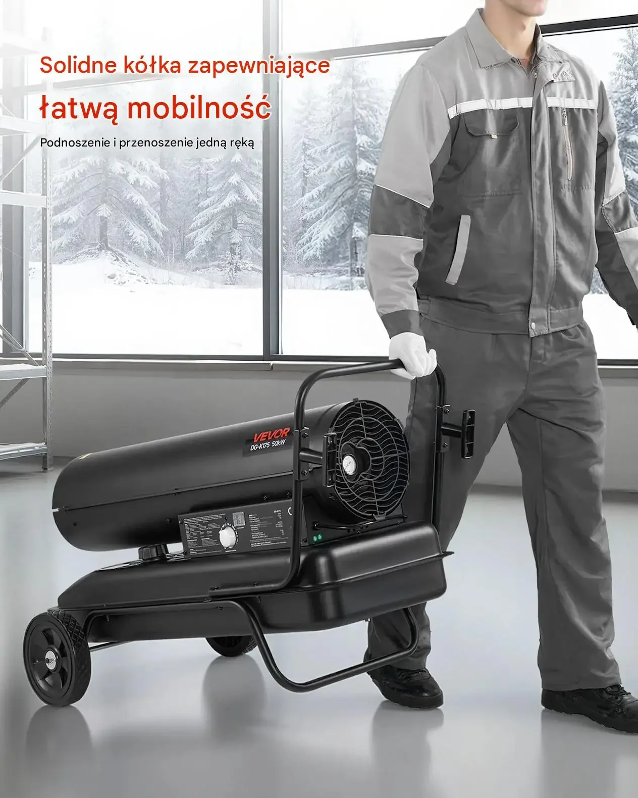 Nagrzewnica olejowa torpedo 50 kW czarna mocna diesel kółka termostat - obrazek 3