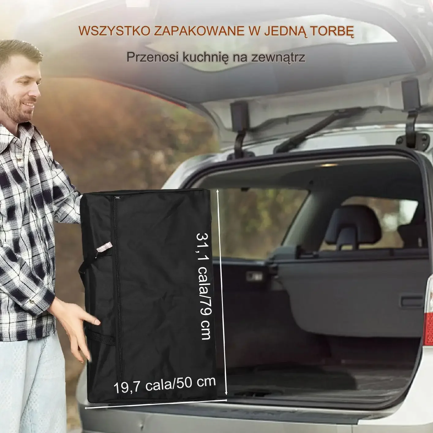 Stół kempingowy 146cm z szafką i osłoną wiatrową składany lekki 9.5kg - obrazek 4