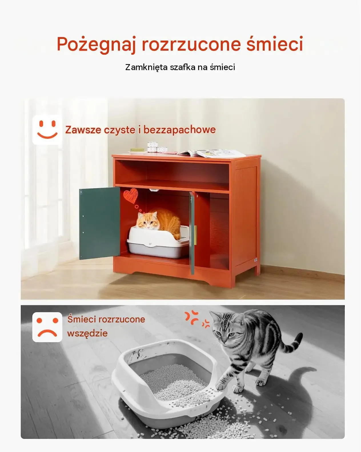 Szafka na kuwetę kota drewniana premium półka schowek 79,2 x 43 x 71 cm - obrazek 6