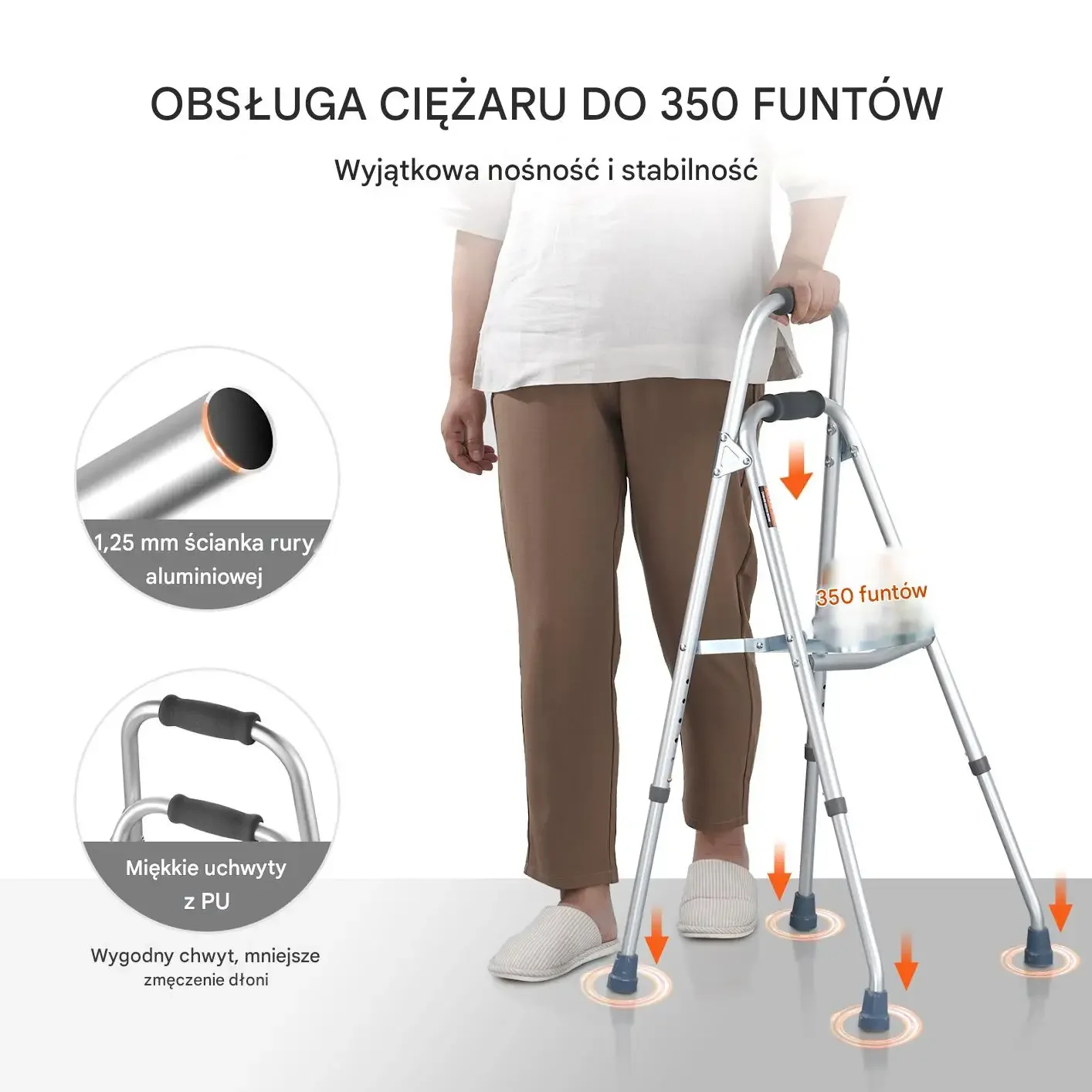 Składany Balkonik Rehabilitacyjny Jednoręczny – Regulowana Wysokość - obrazek 5
