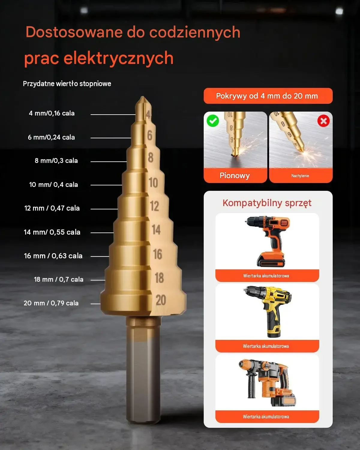 Zestaw wybijaków grzechotkowych trwałe czarne 6 matryc 12,7–50,8 mm 40Cr - obrazek 4