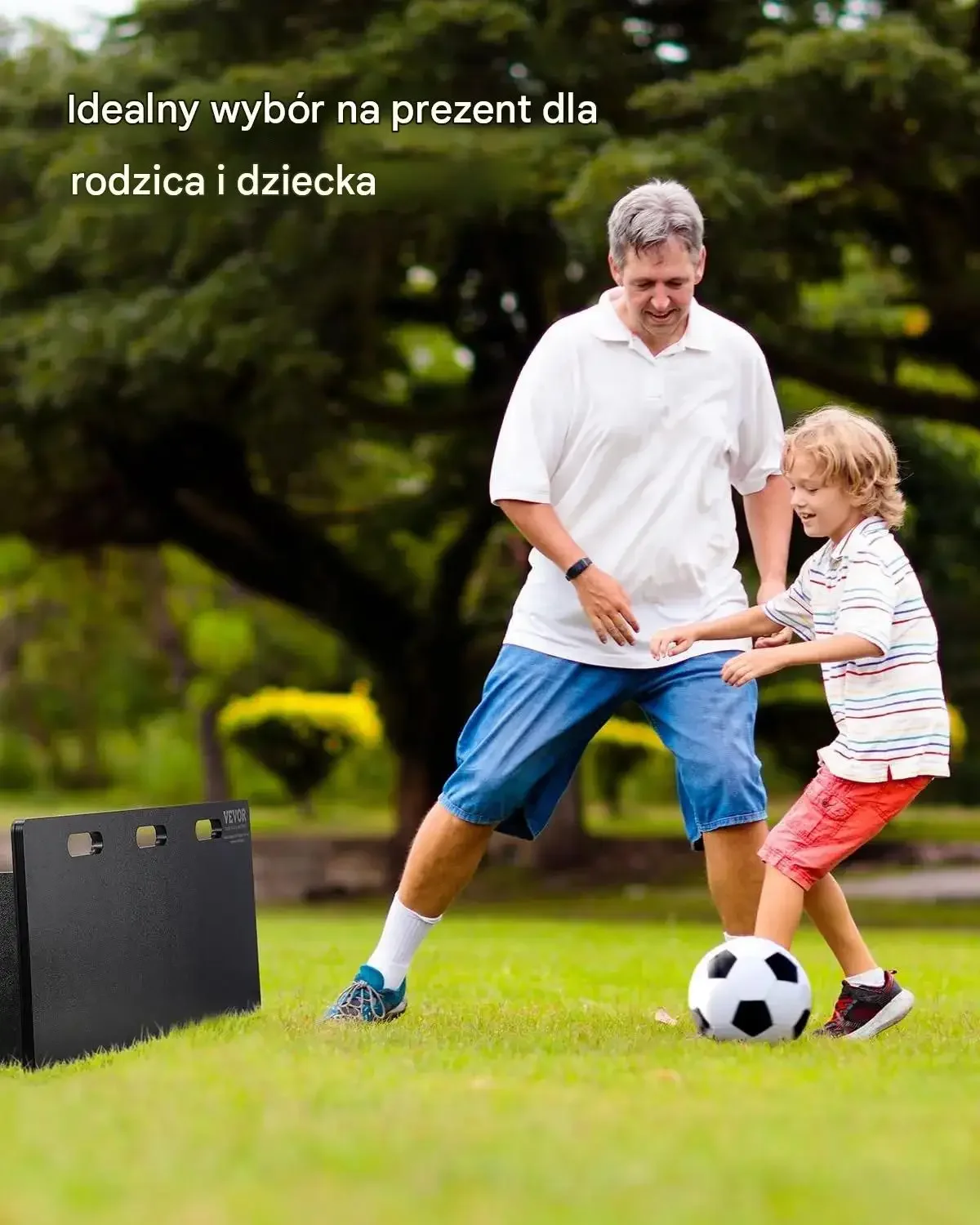 Rebounder piłkarski ścianka odbijak trenażer 100x40cm HDPE składany czarny - obrazek 6