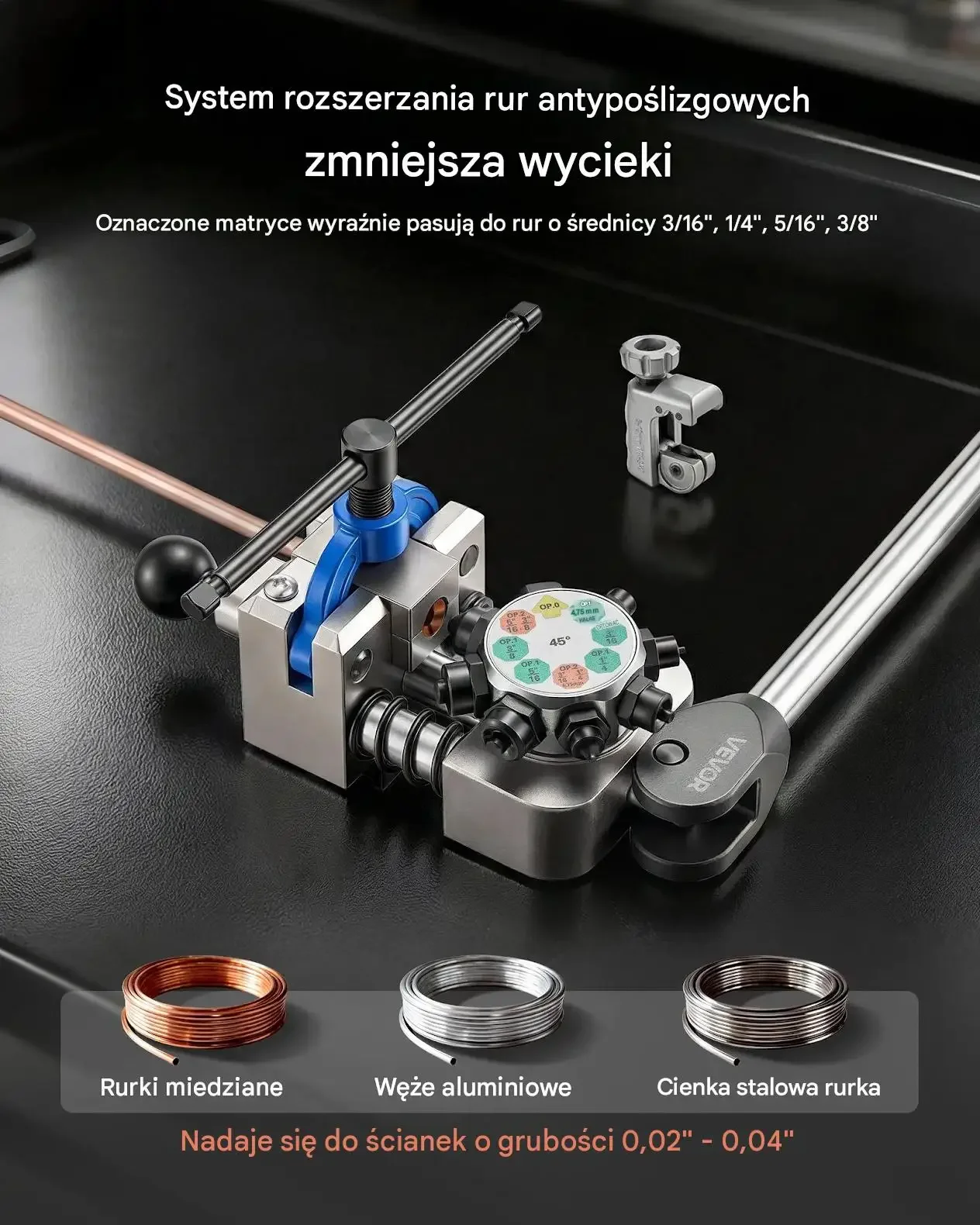 Rozszerzarka przewodów hamulcowych 9 elementów mocna 45° 4,76 9,52 mm - obrazek 5