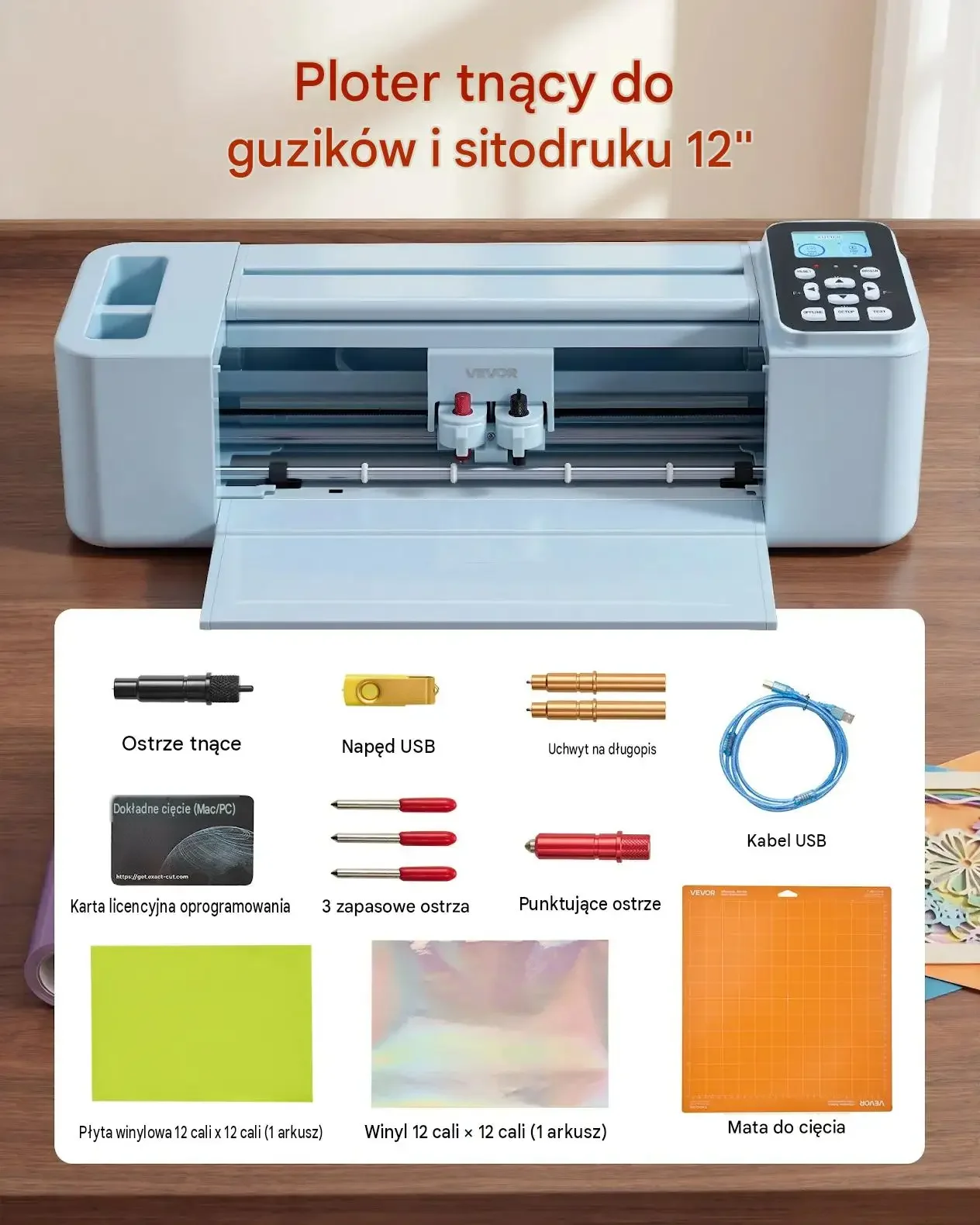 Ploter tnący wycinarka winyl vinyl cutter drukarka naklejek 305 mm ekran - obrazek 5