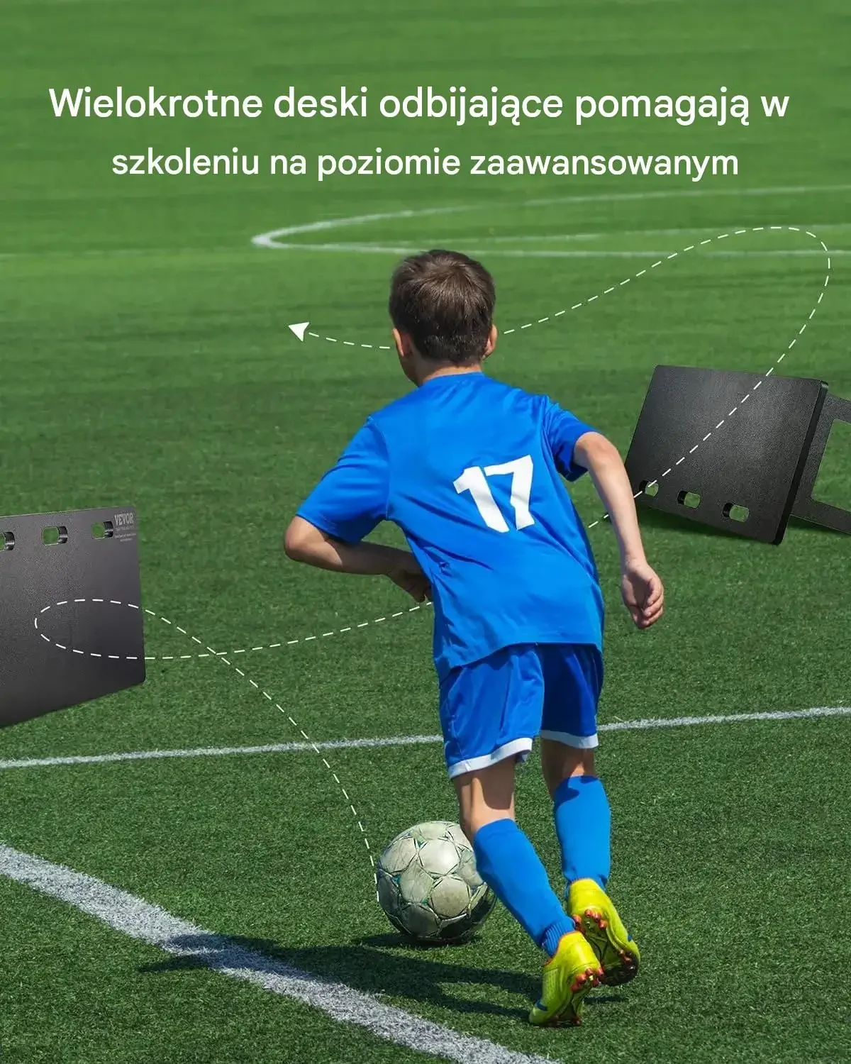 Rebounder piłkarski ścianka odbijak trenażer 100x40cm HDPE składany czarny - obrazek 5