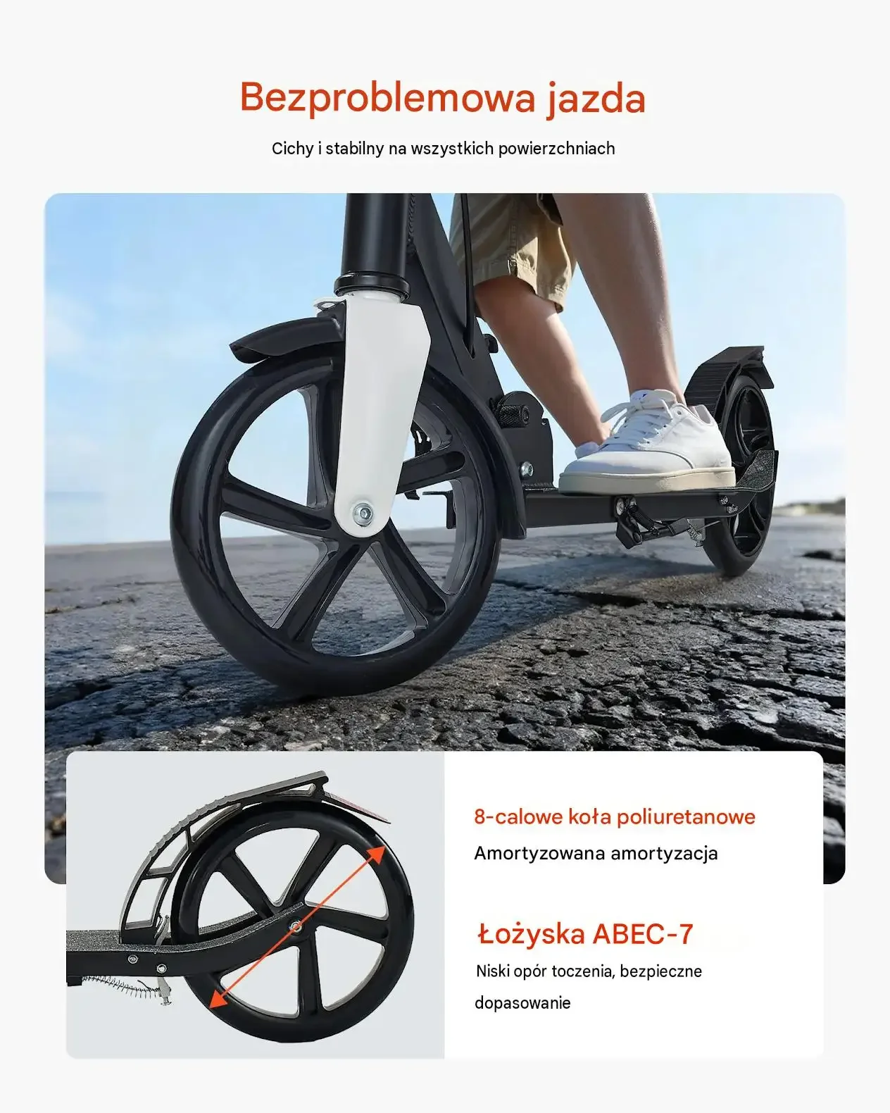 Hulajnoga dwukołowa miejska 100 kg aluminium hamulec czarna srebrna - obrazek 3