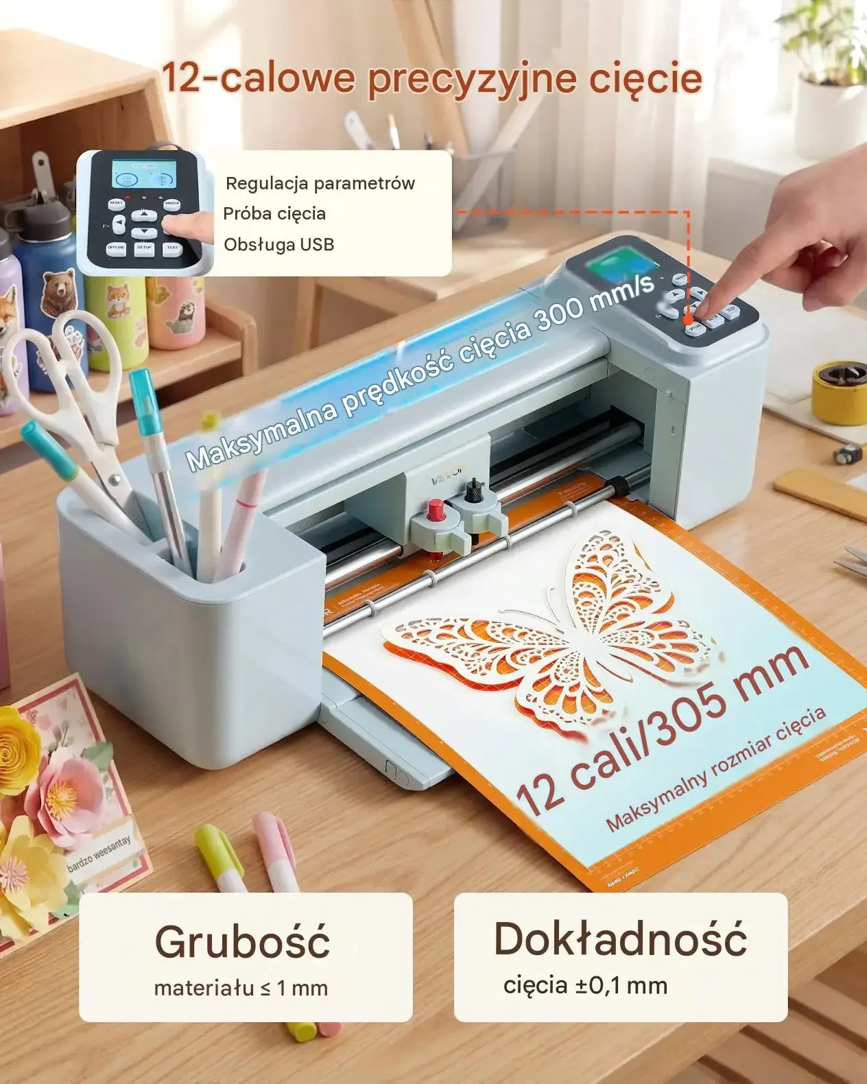 Ploter tnący wycinarka winyl vinyl cutter drukarka naklejek 305 mm ekran - obrazek 2