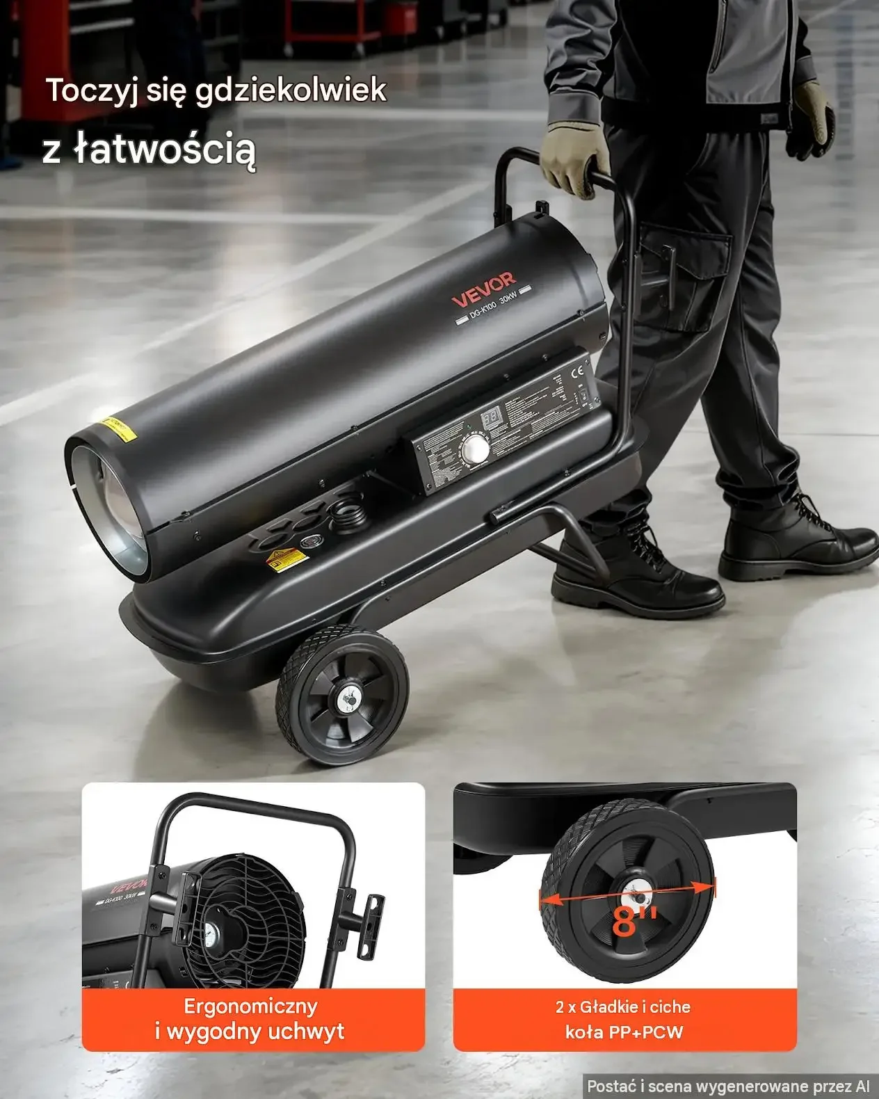 Nagrzewnica olejowa 30 kW mocna diesel termostat zbiornik paliwa 38 L - obrazek 5