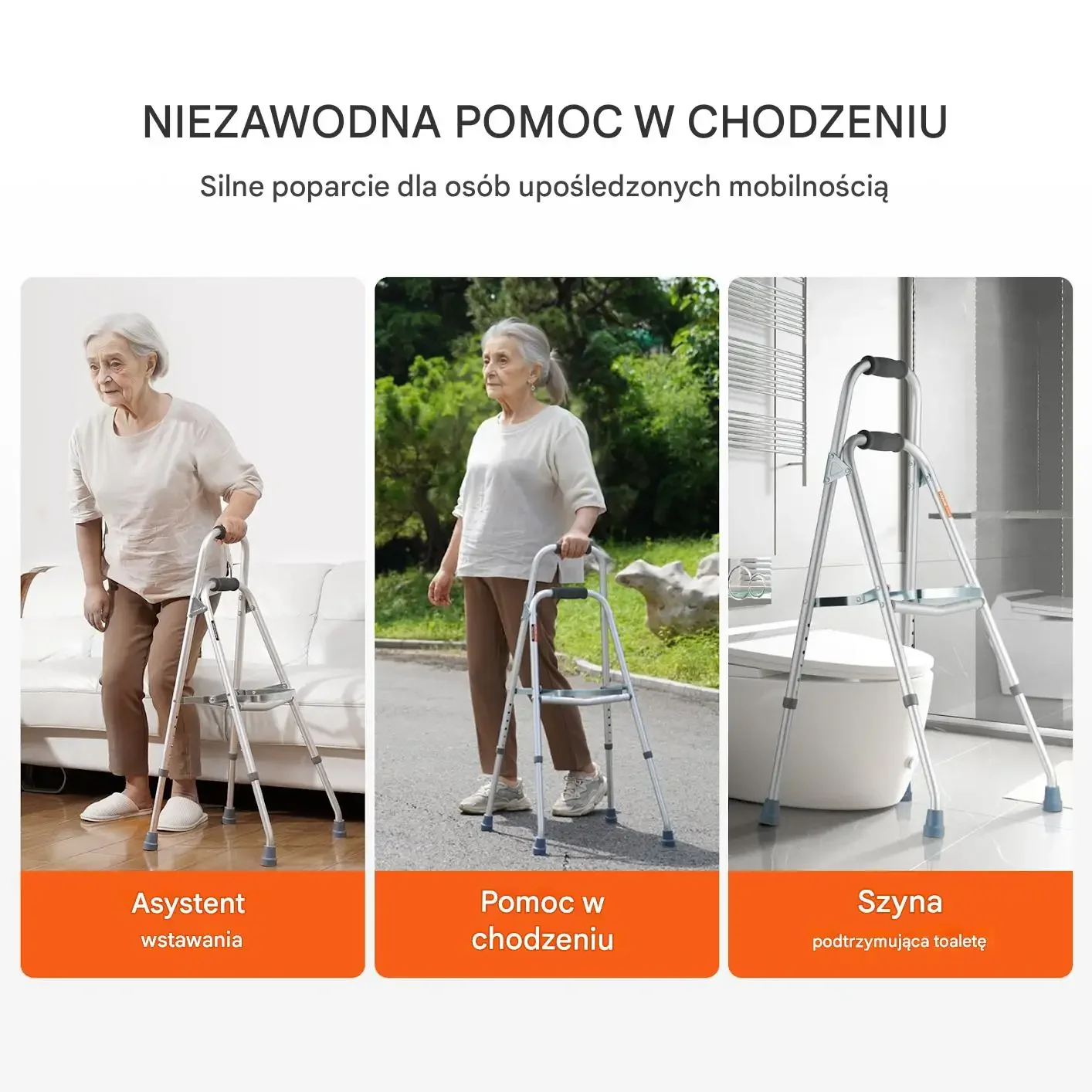 Składany Balkonik Rehabilitacyjny Jednoręczny – Regulowana Wysokość - obrazek 4