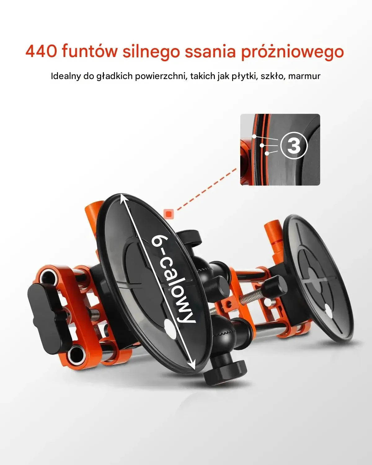 Przyssawki pozycjonujące podnośnik próżniowy zestaw 15 cm montaż szkło - obrazek 2