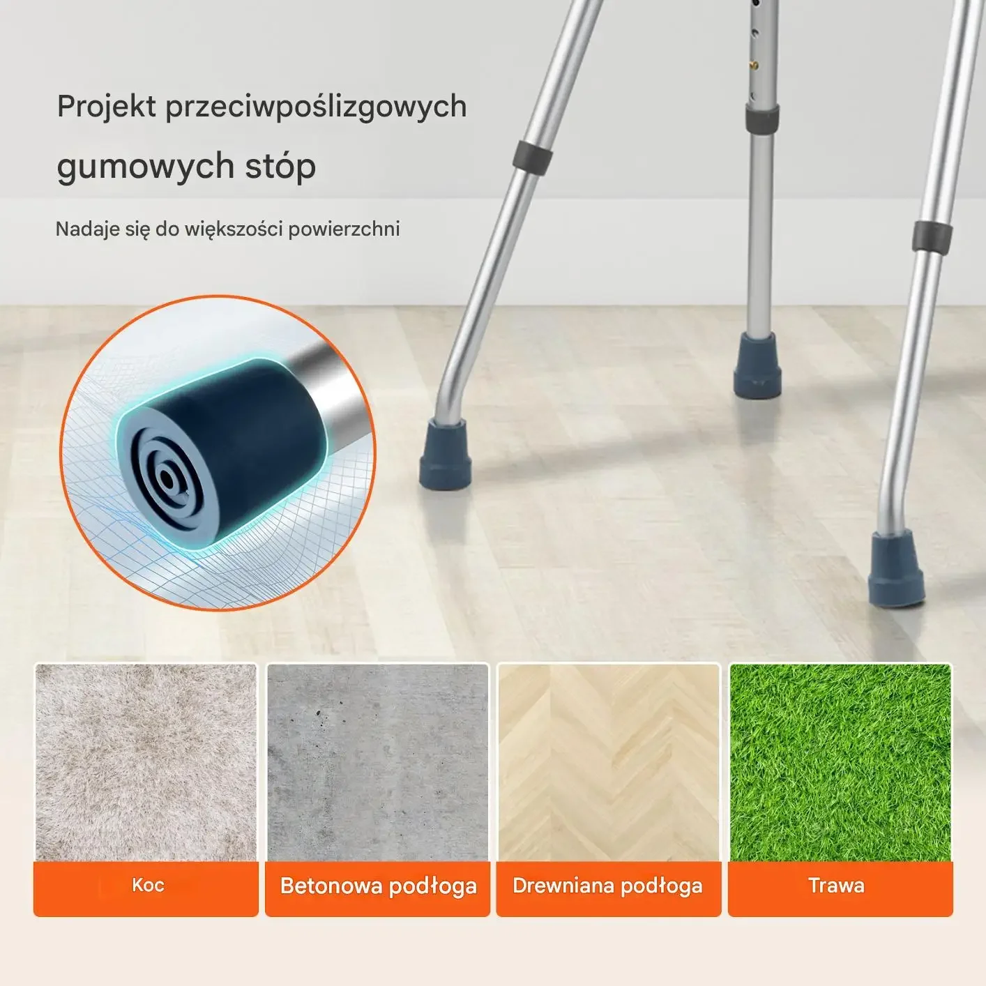 Składany Balkonik Rehabilitacyjny Jednoręczny – Regulowana Wysokość - obrazek 3