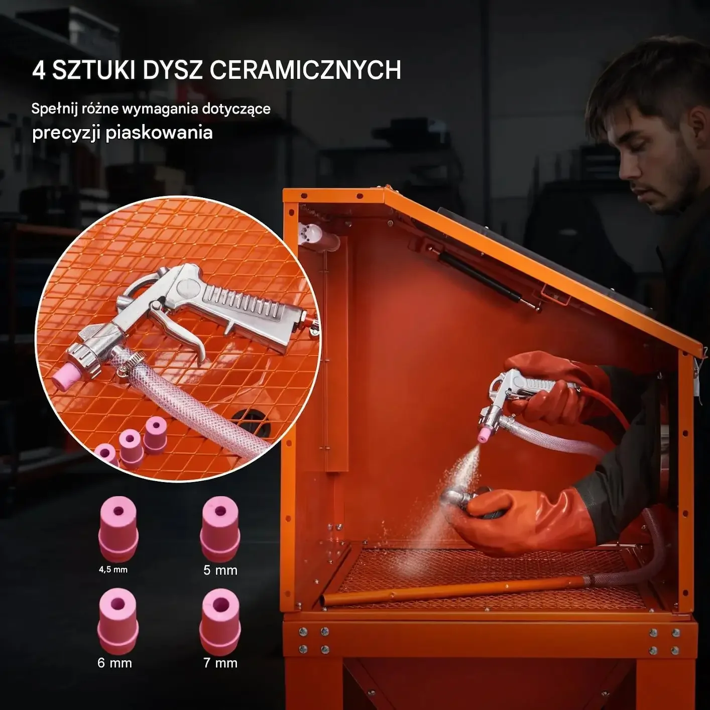Kabina piaskarska 90 galonów premium odpylacz 1,8 galona 4 dysze 40-120 PSI - obrazek 2