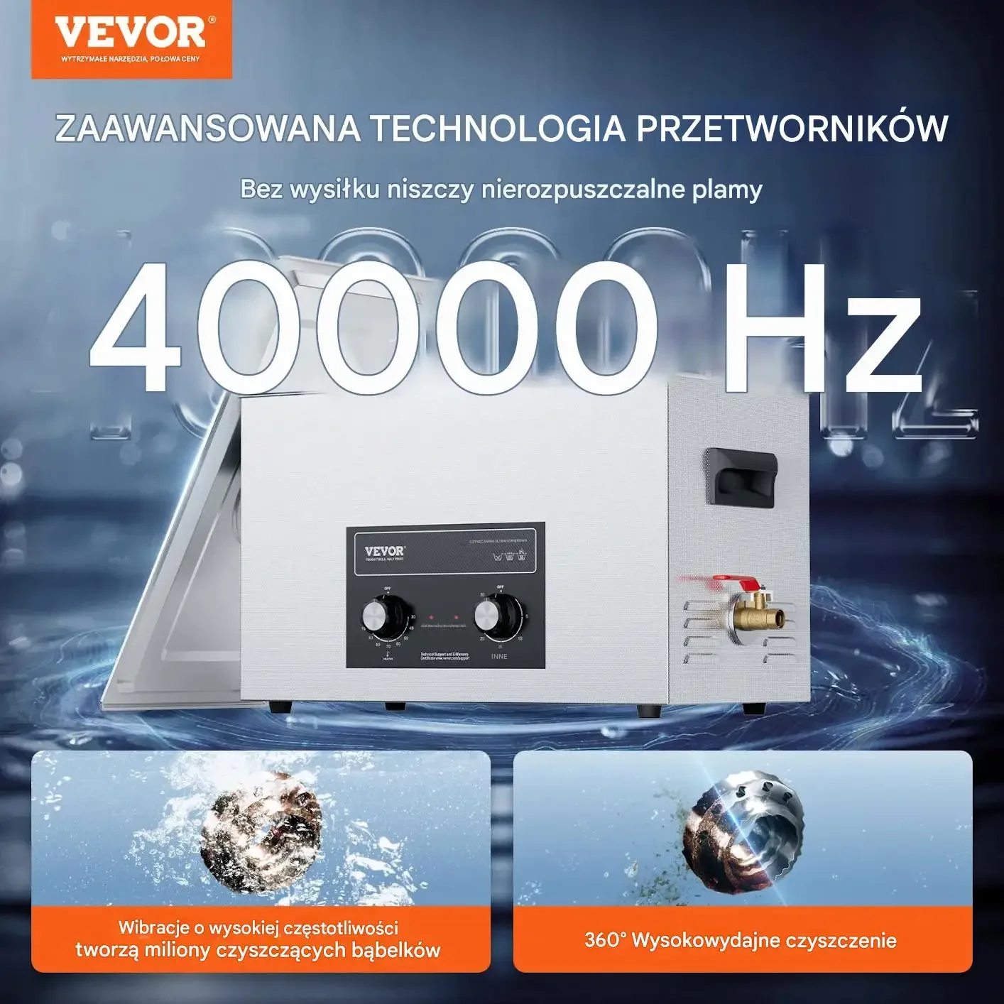 Myjka ultradźwiękowa 30 l 600 W 40 kHz gaźniki biżuteria stal mocna Premium - obrazek 2